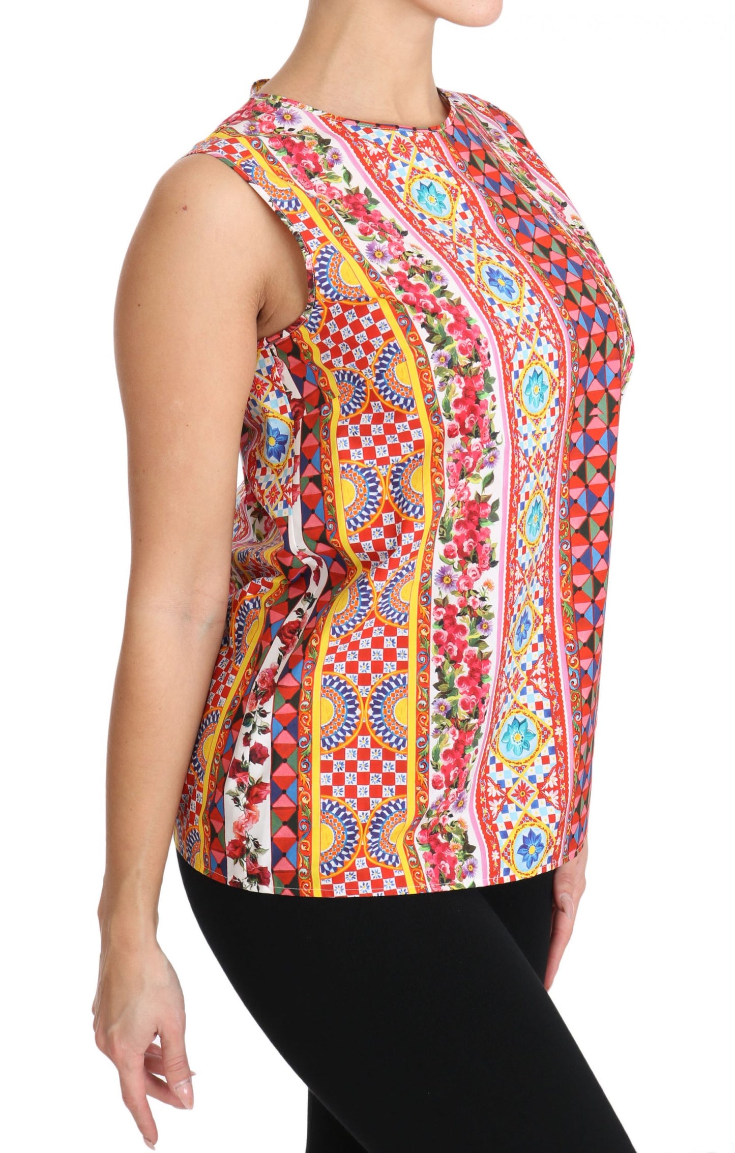 Dolce & Gabbana Blouse florale en pur coton imprimé Carretto