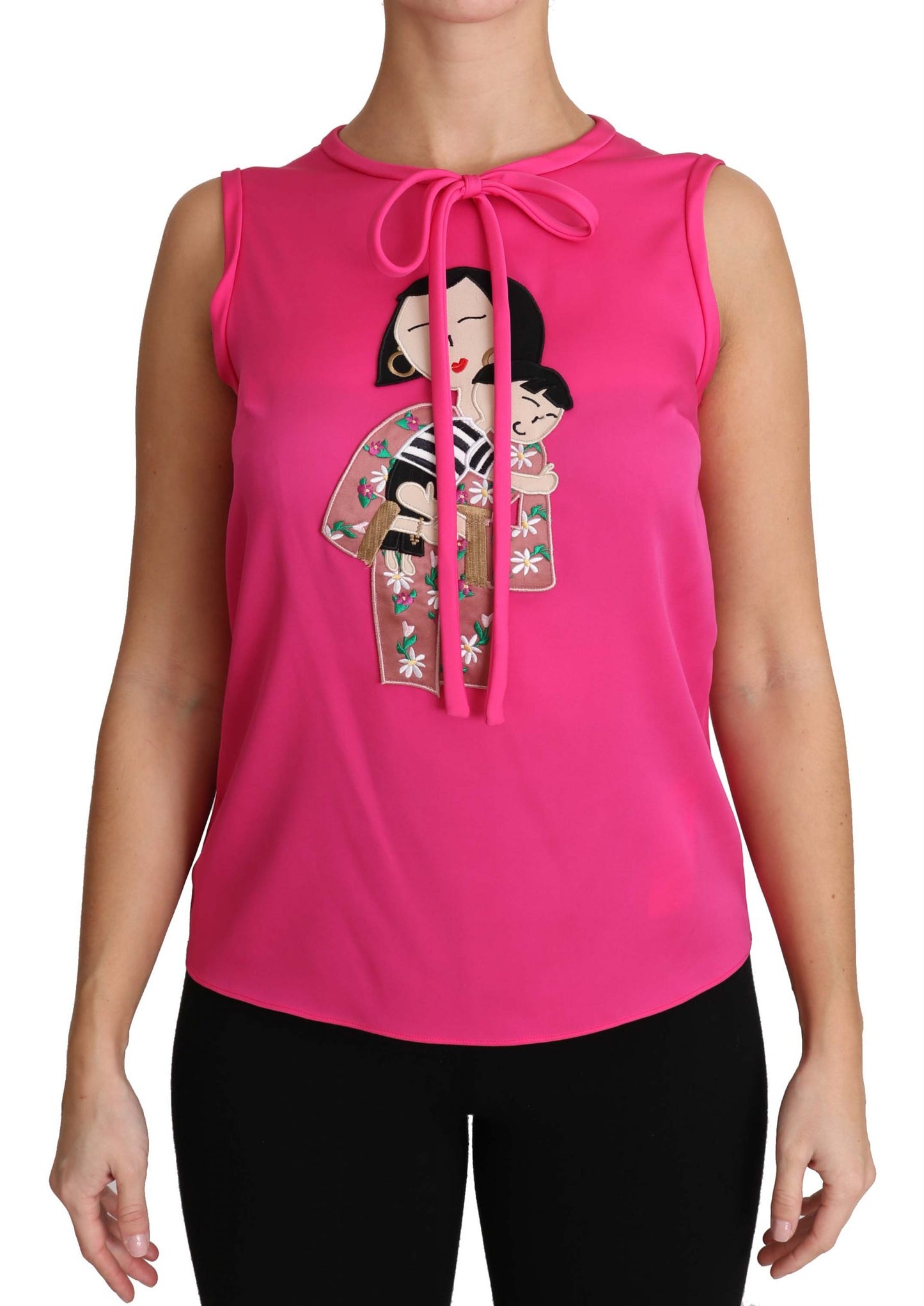 Dolce & Gabbana Pink Family Seiden-Tanktop Mama Bluse Top Shirt
