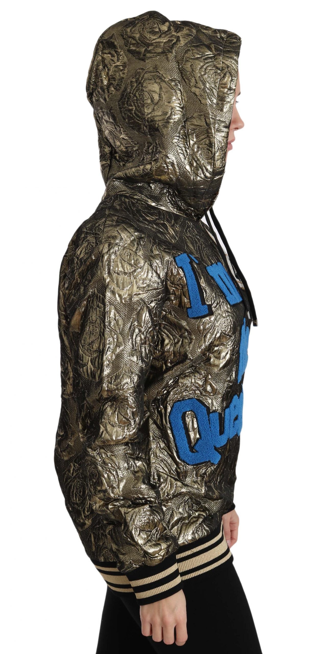 Dolce & Gabbana – „Im The Queen“-Sweatshirt-Hoodie aus Jacquard in Gold