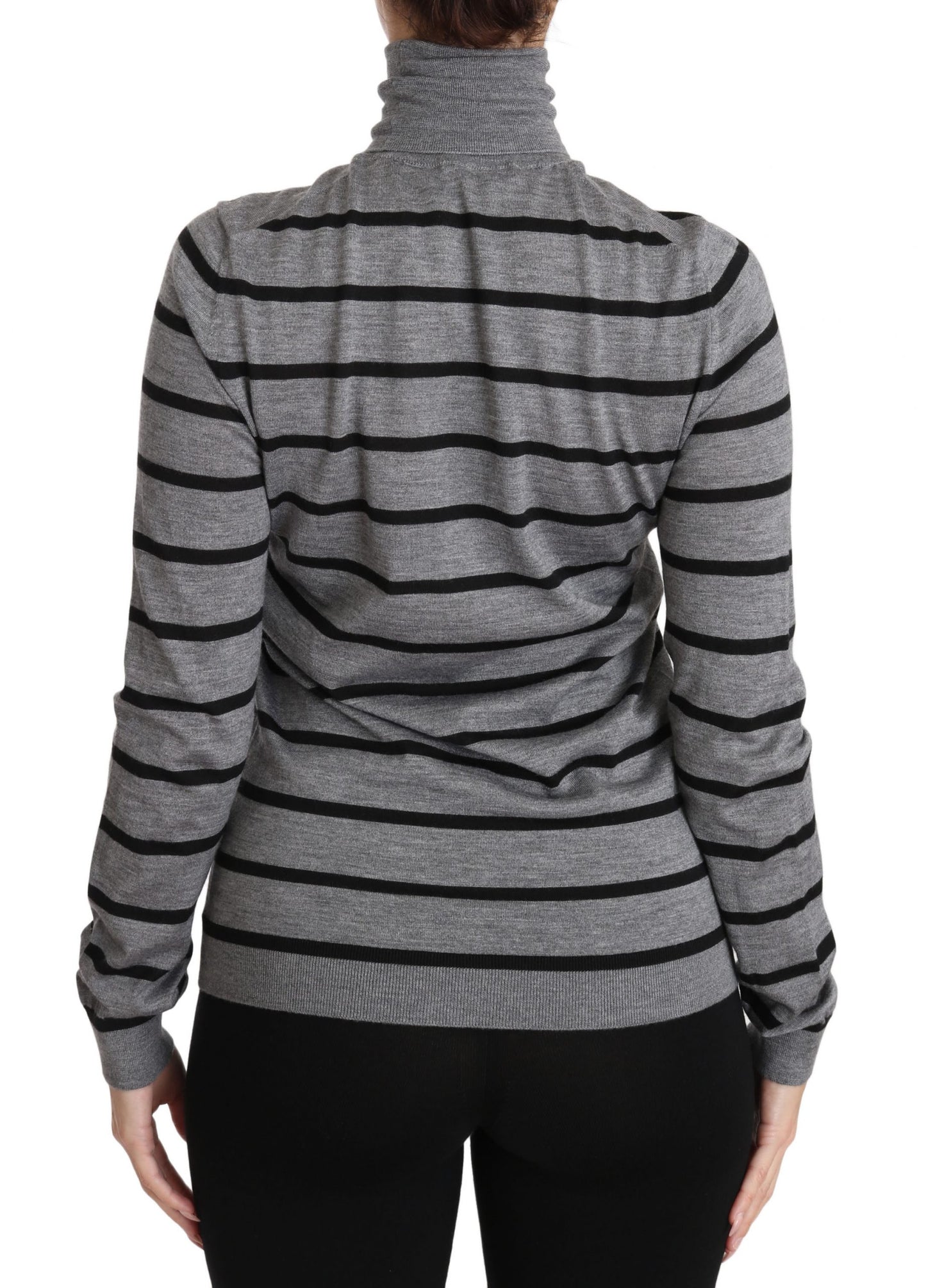 Pull col roulé en cachemire et soie gris Dolce & Gabbana