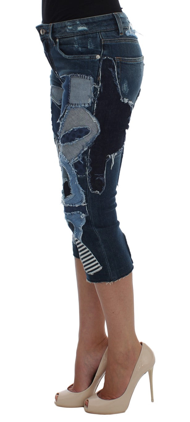 Dolce & Gabbana Stretch-Jeansshorts in Blau mit Patchwork