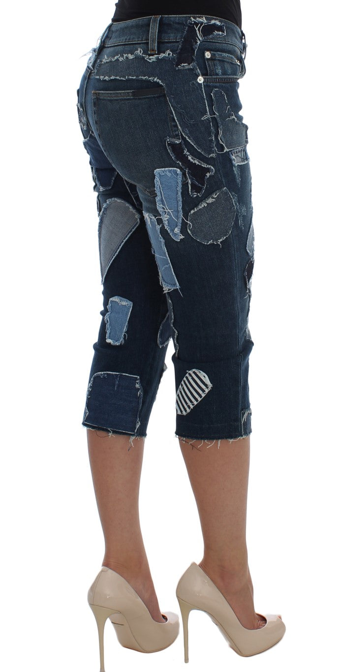 Dolce & Gabbana Stretch-Jeansshorts in Blau mit Patchwork