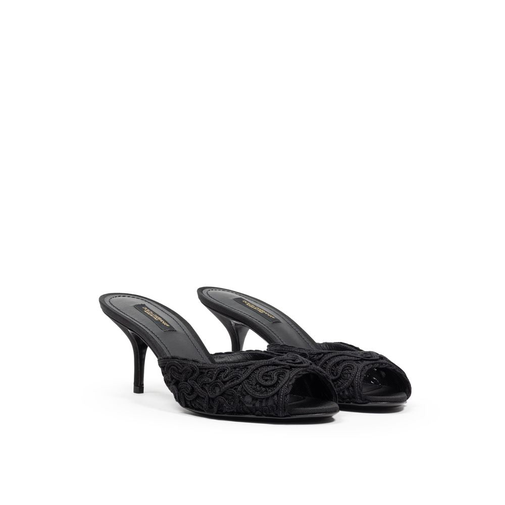 Sandale en coton noir Dolce & Gabbana