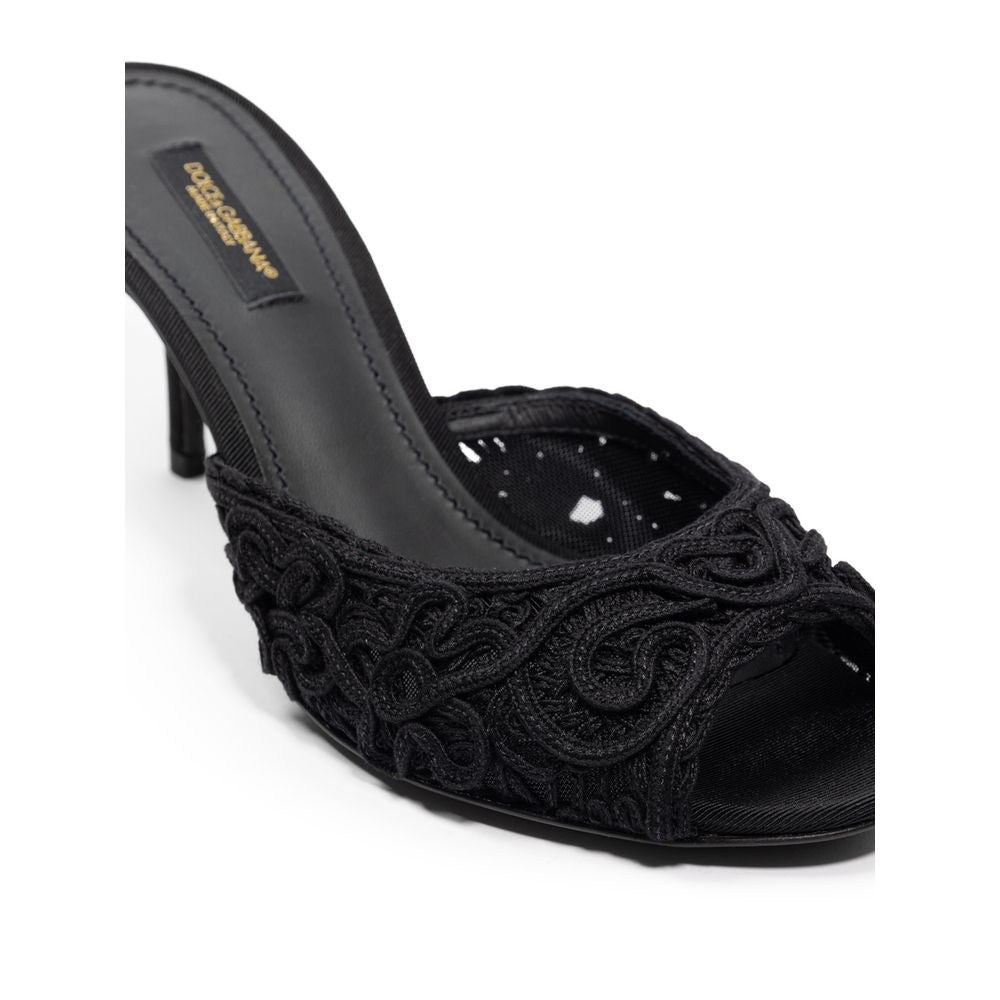 Sandale en coton noir Dolce & Gabbana