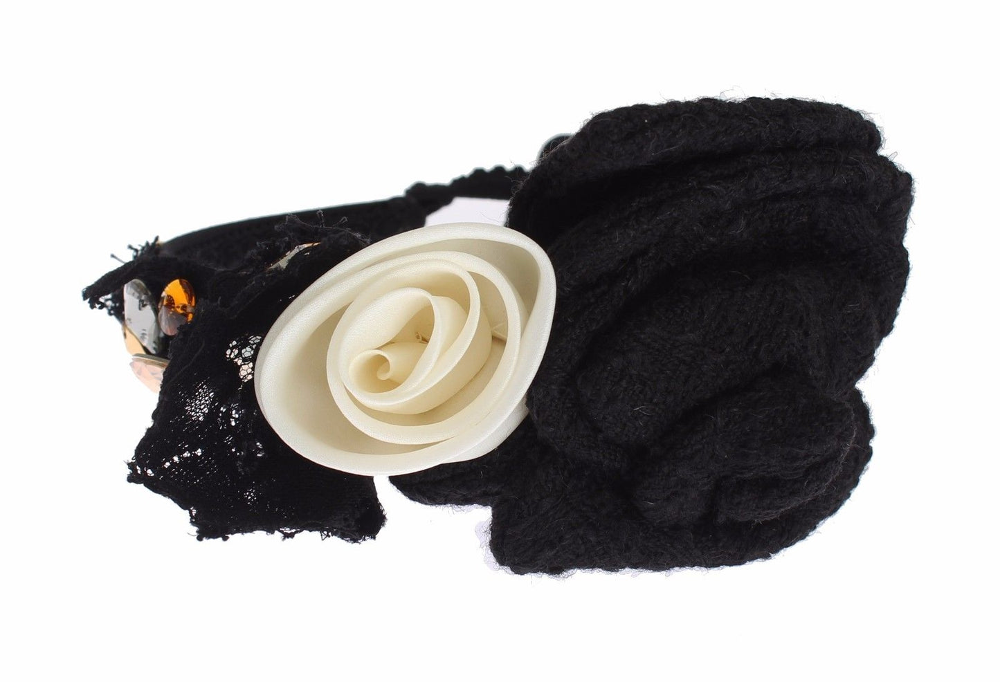 Dolce & Gabbana Diadème Serre-tête Tiara Blanc Rose Cristal Cheveux Or