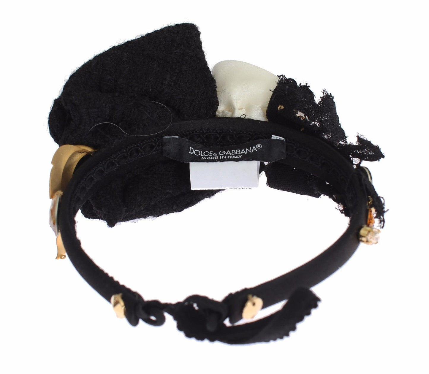 Dolce & Gabbana Diadème Serre-tête Tiara Blanc Rose Cristal Cheveux Or