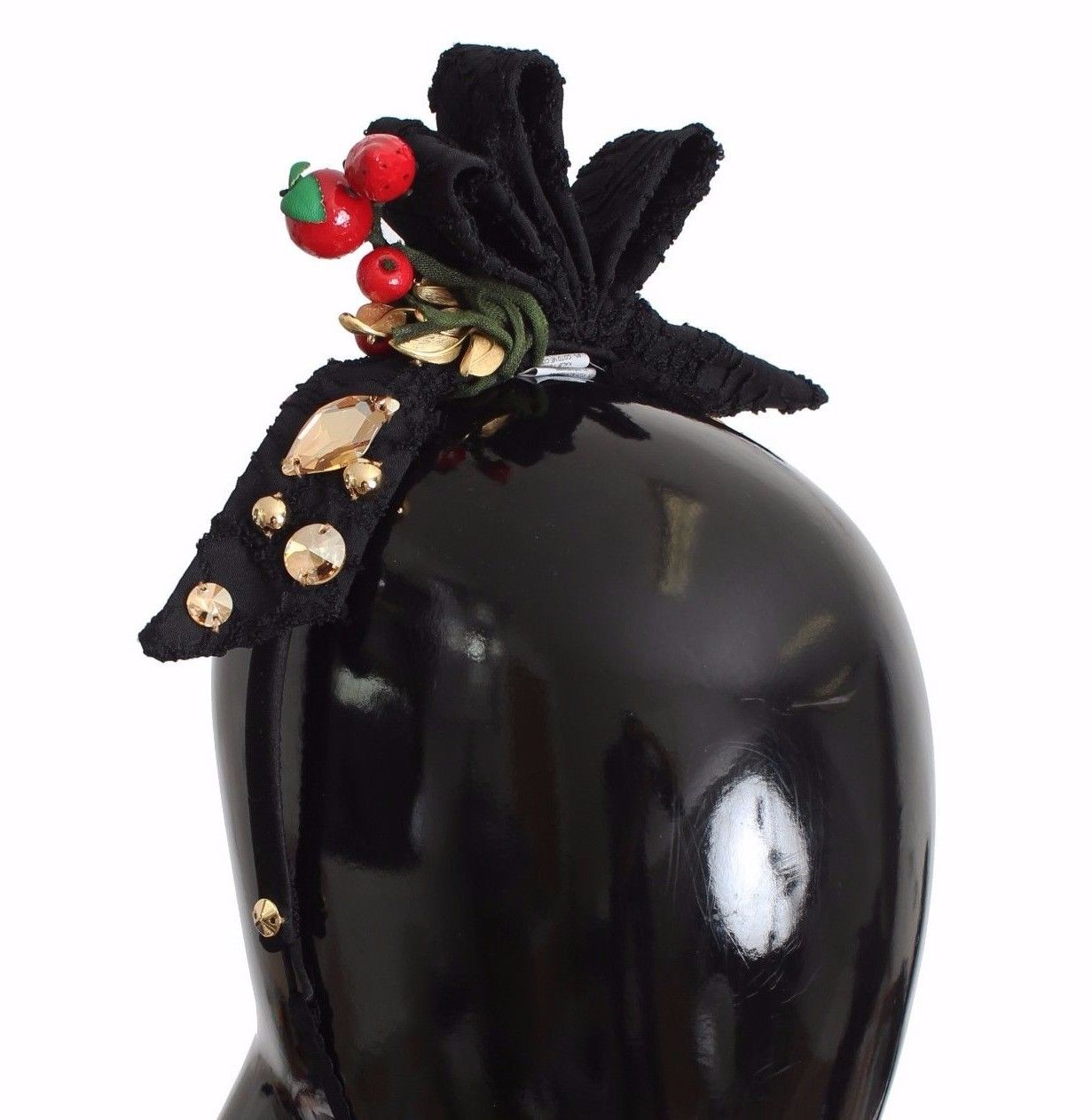Bandeau diadème Dolce & Gabbana avec nœud en cristal et fruits rouges