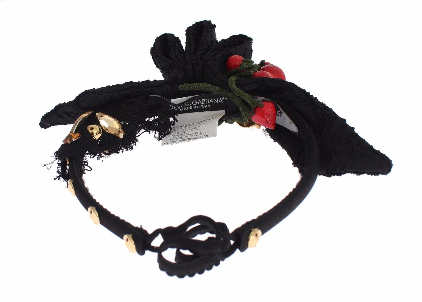 Bandeau diadème Dolce & Gabbana avec nœud en cristal et fruits rouges