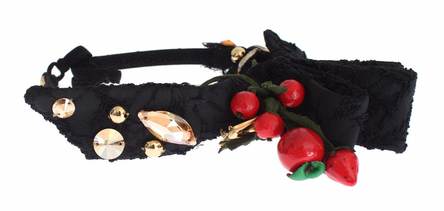 Bandeau diadème Dolce & Gabbana avec nœud en cristal et fruits rouges