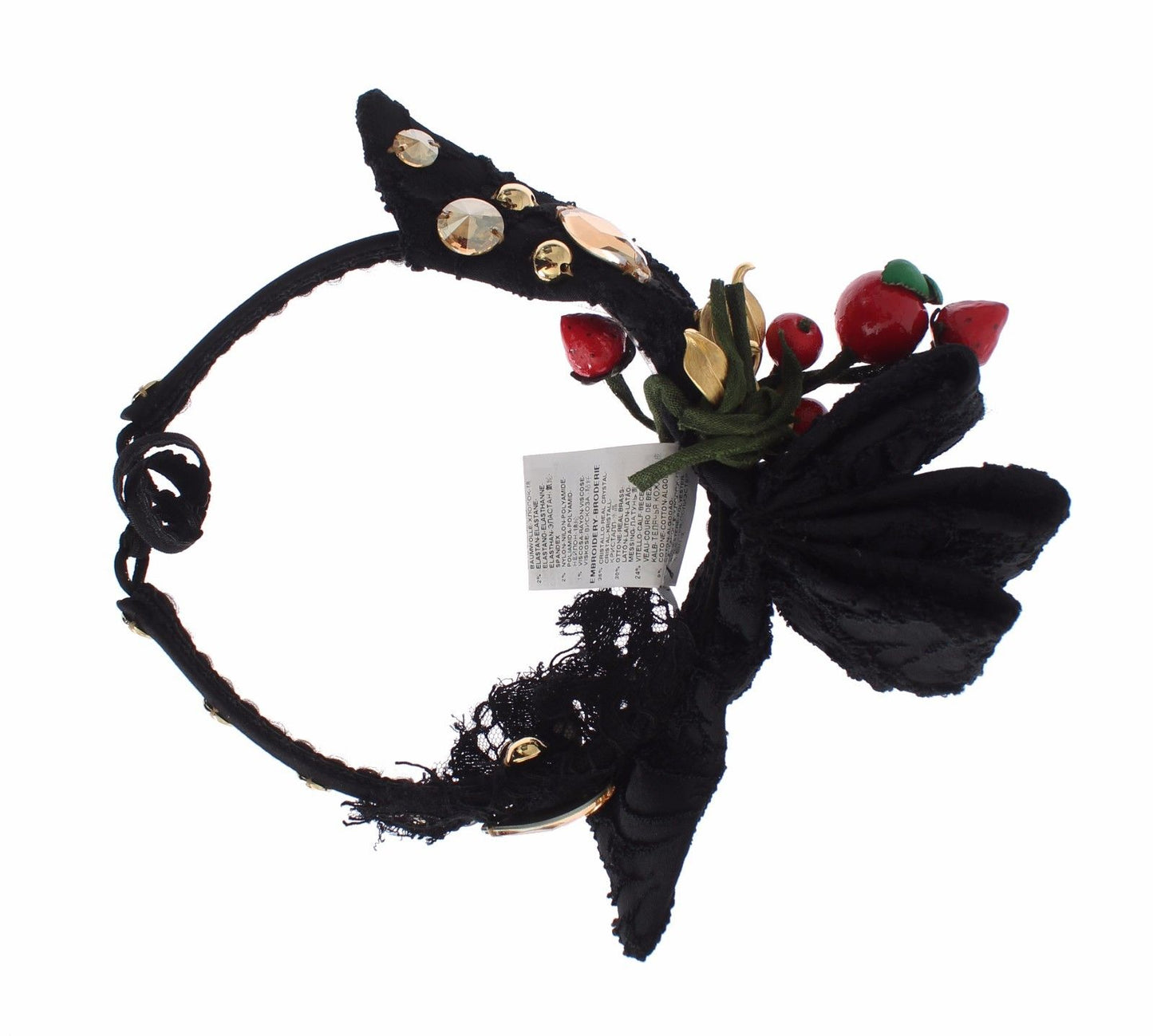 Bandeau diadème Dolce & Gabbana avec nœud en cristal et fruits rouges