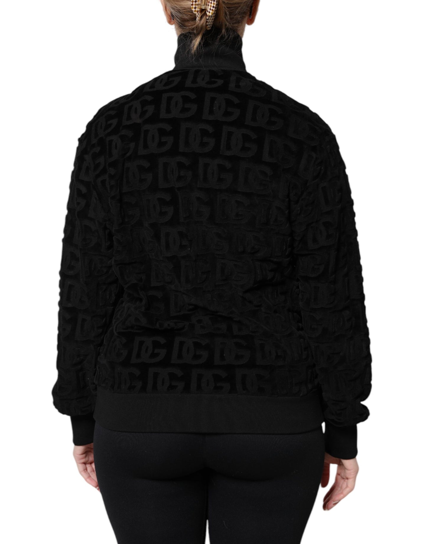 Veste bomber zippée noire à logo monogramme Dolce & Gabbana