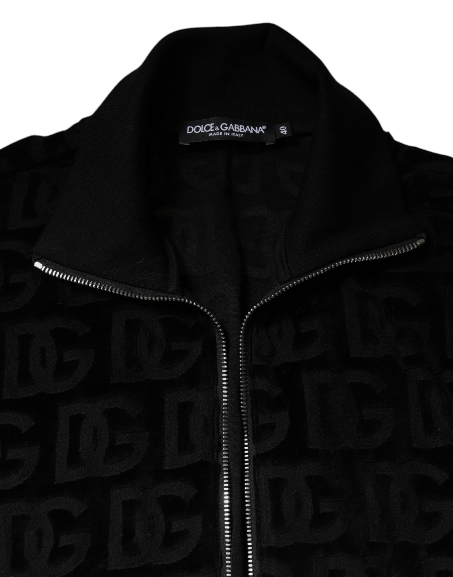 Veste bomber zippée noire à logo monogramme Dolce & Gabbana