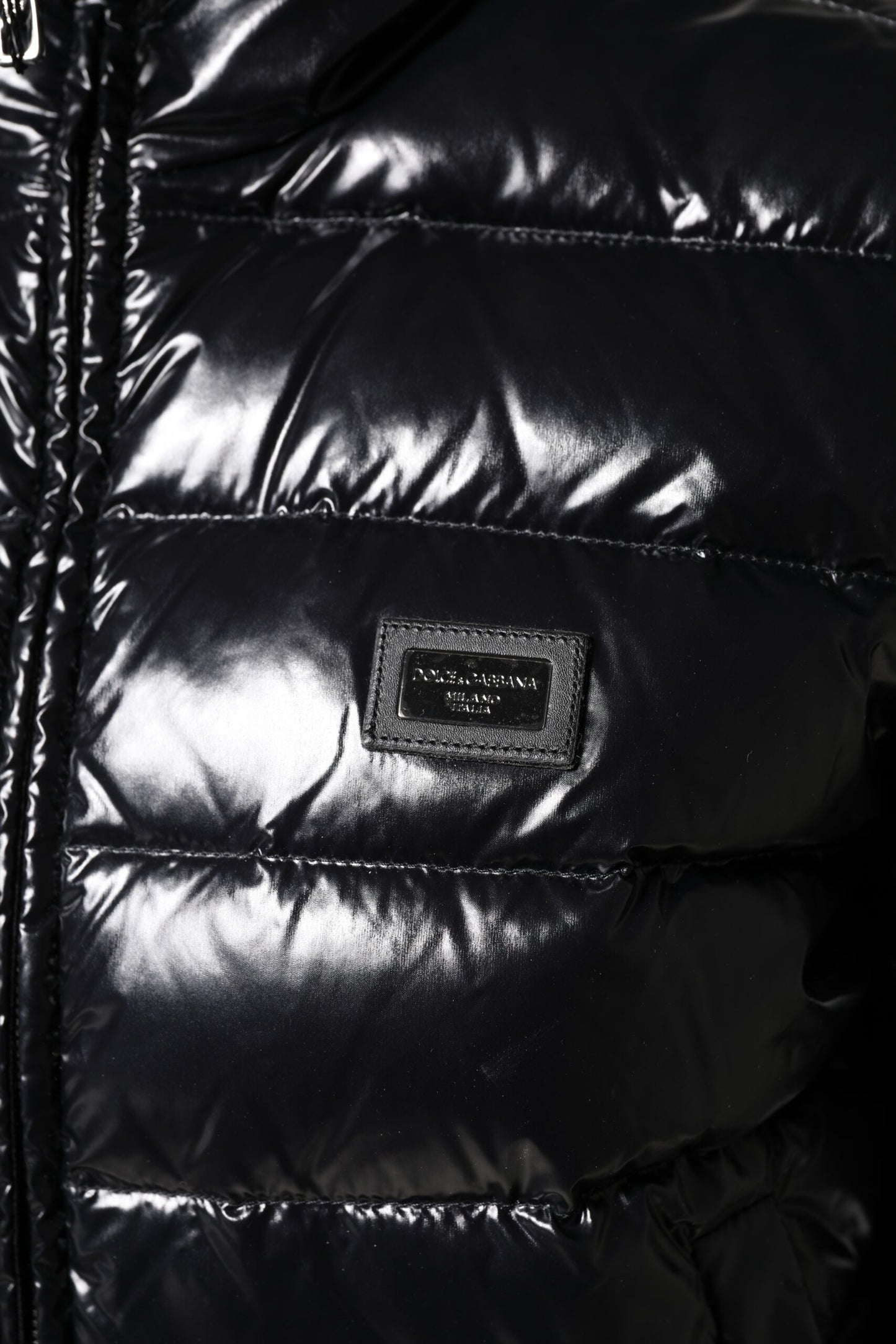 Doudoune zippée intégrale à plaque logo noire Dolce & Gabbana