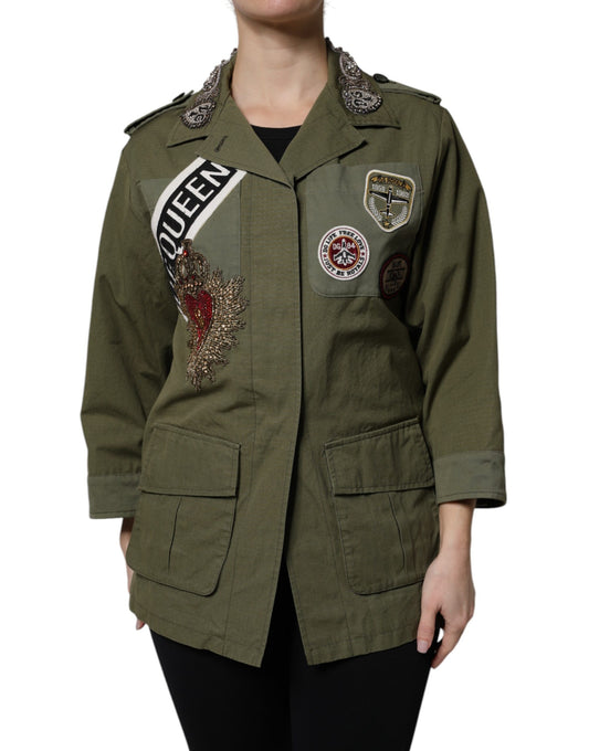 Dolce & Gabbana Veste-manteau à ornements vert militaire Queen