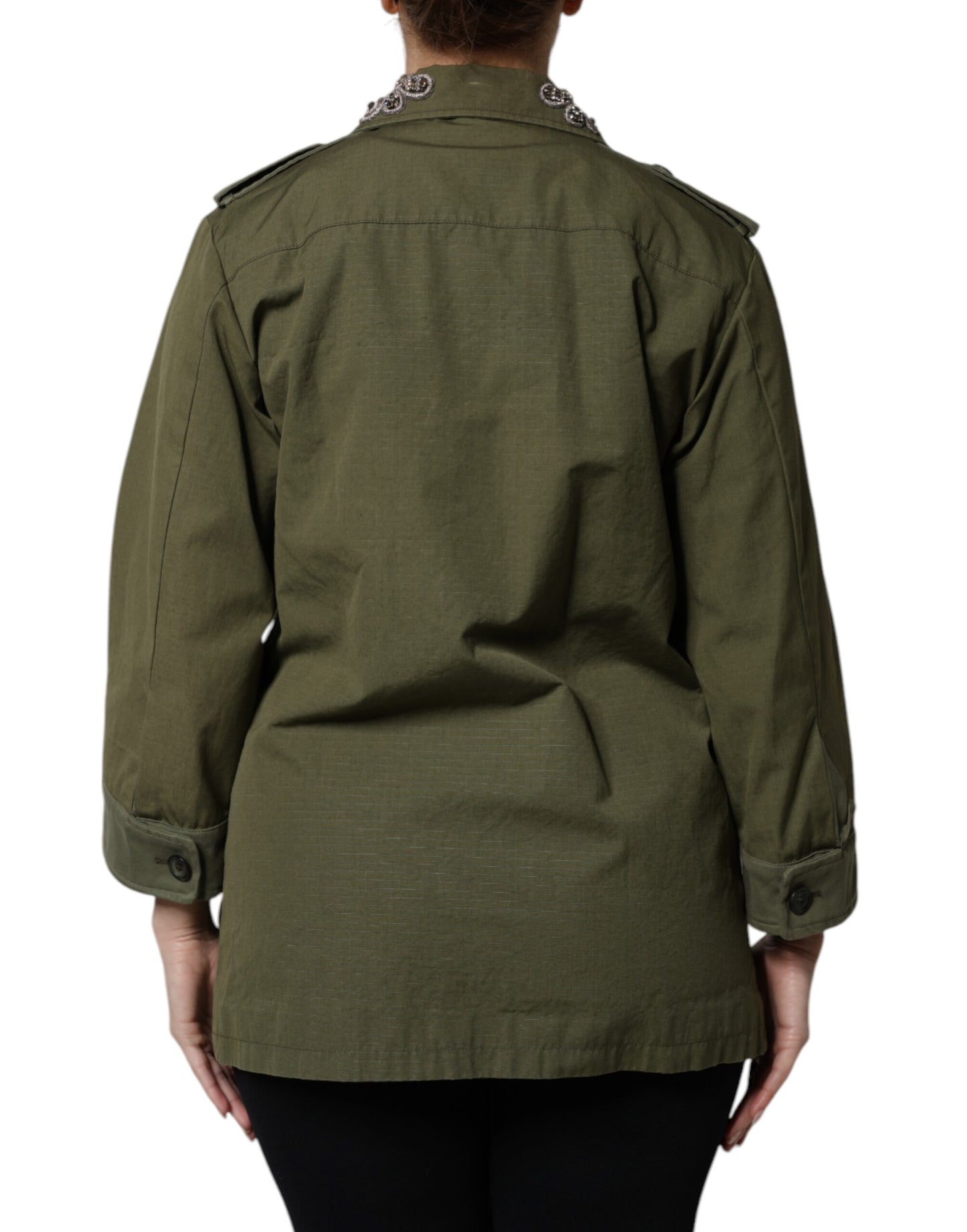Dolce & Gabbana Veste-manteau à ornements vert militaire Queen
