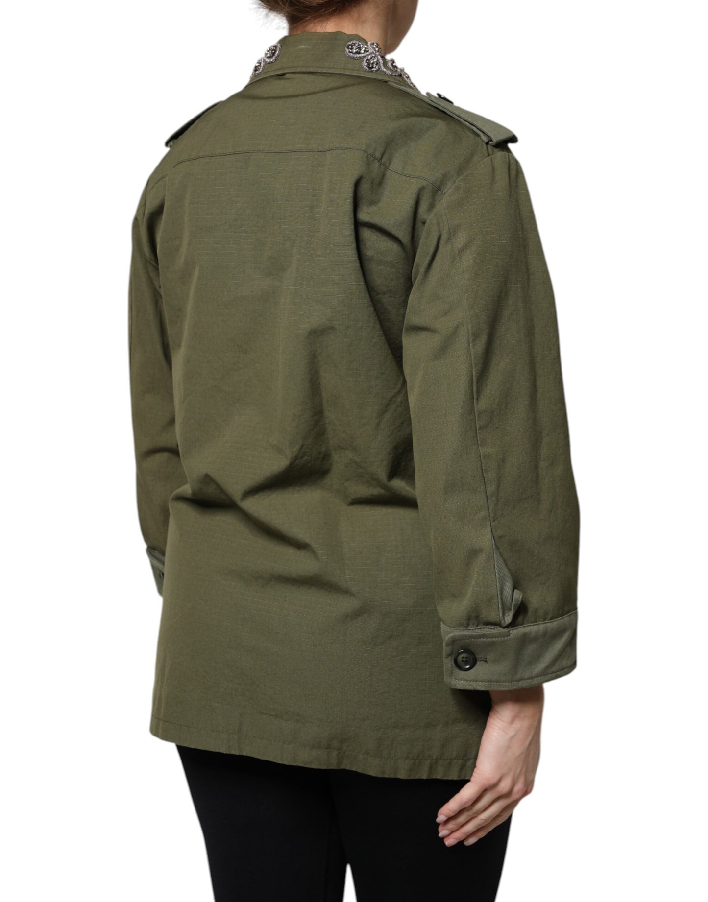 Dolce & Gabbana Veste-manteau à ornements vert militaire Queen