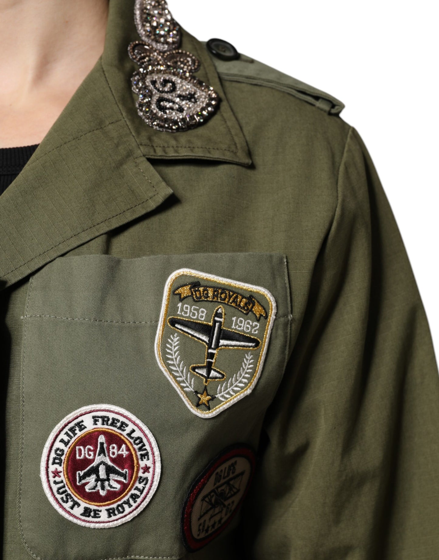 Dolce & Gabbana Veste-manteau à ornements vert militaire Queen