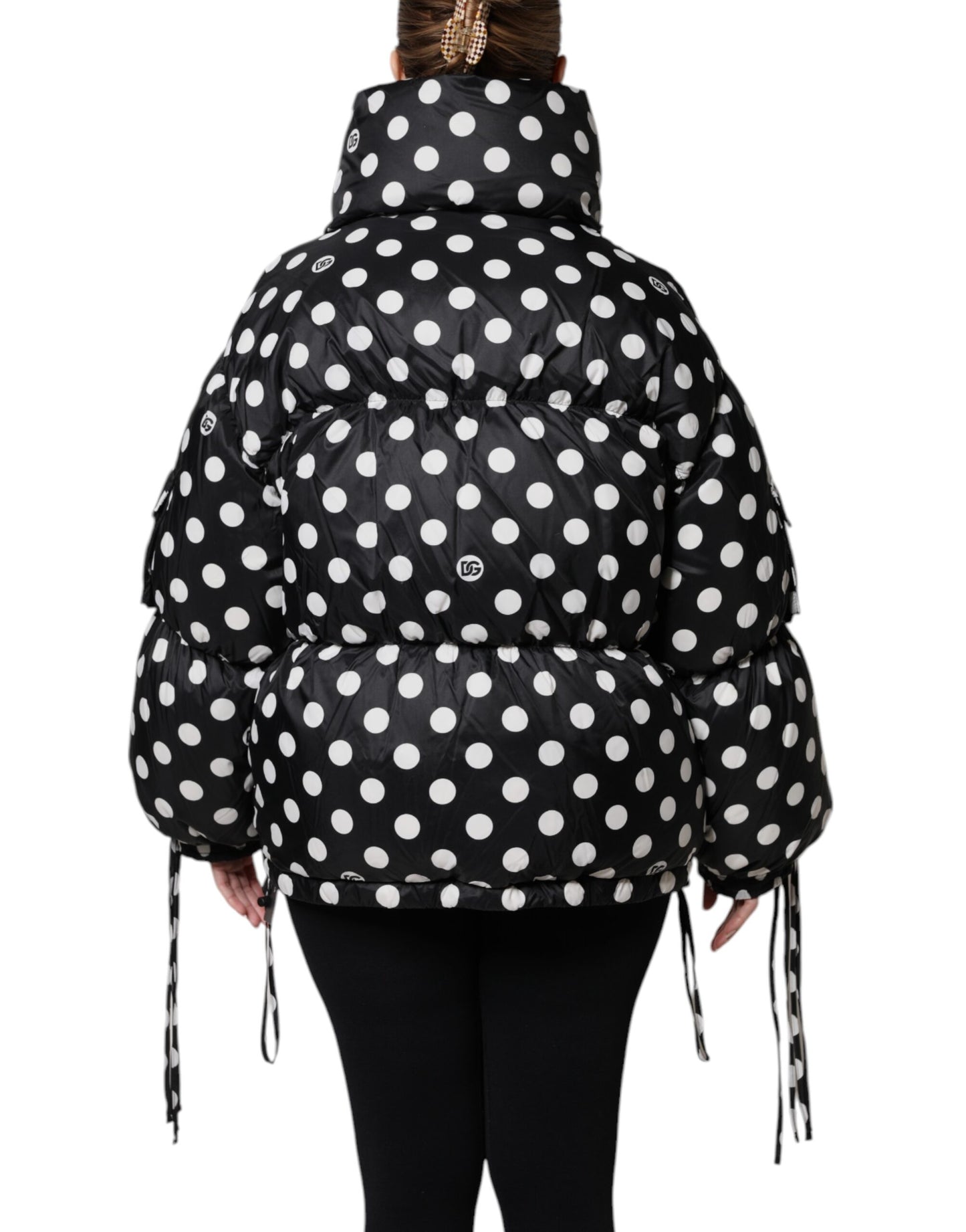 Doudoune zippée à pois noirs et blancs Dolce & Gabbana