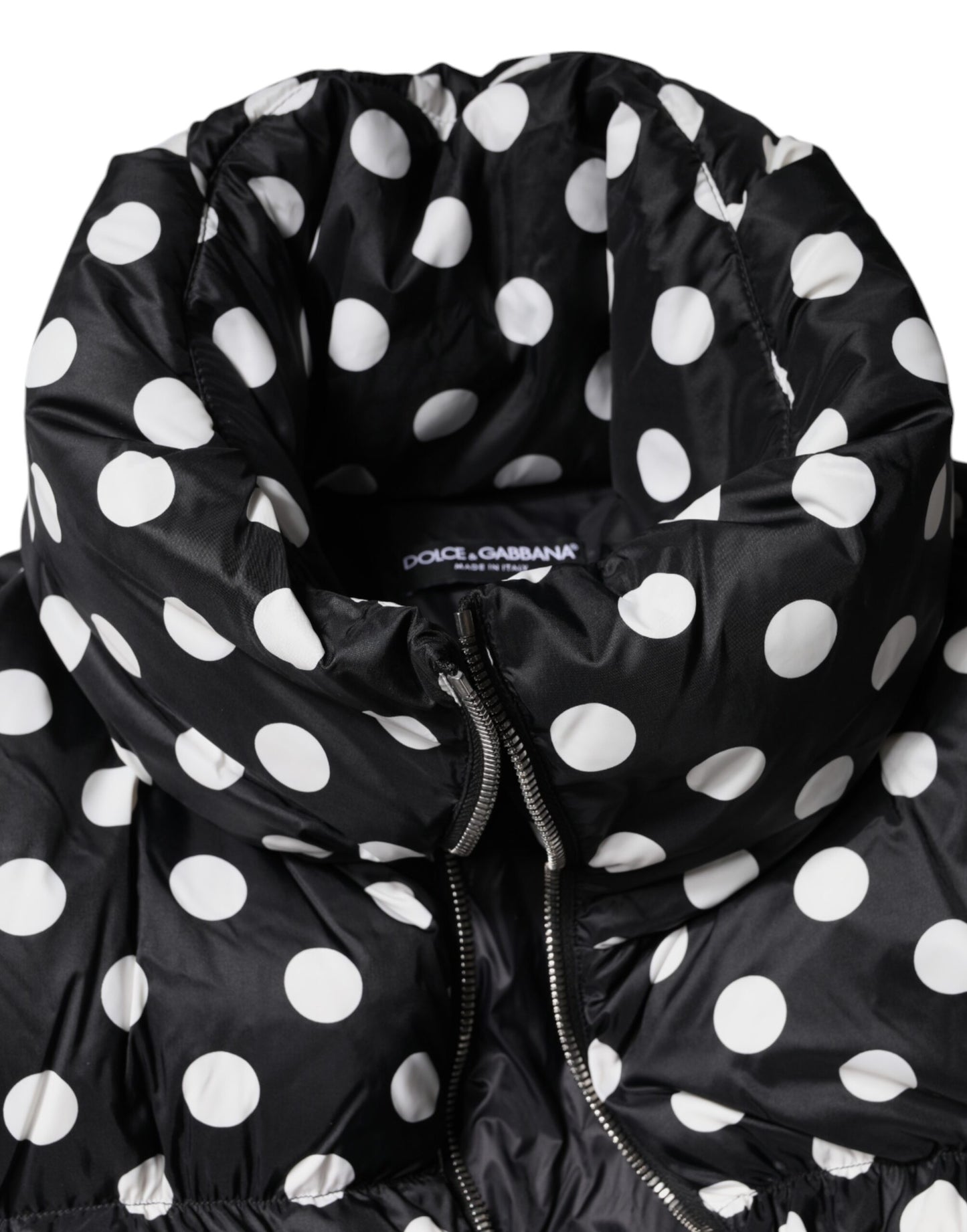 Doudoune zippée à pois noirs et blancs Dolce & Gabbana