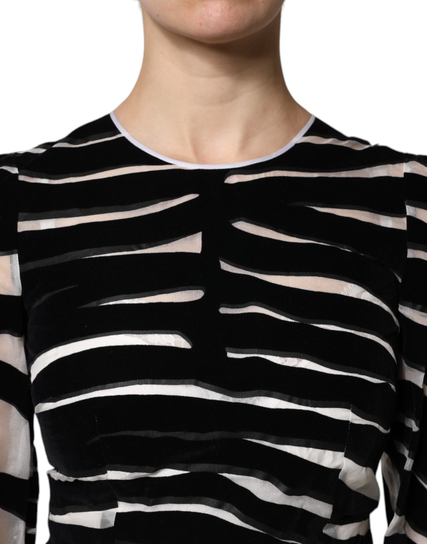 Robe fourreau trapèze noire et blanche à motif zèbre Dolce & Gabbana