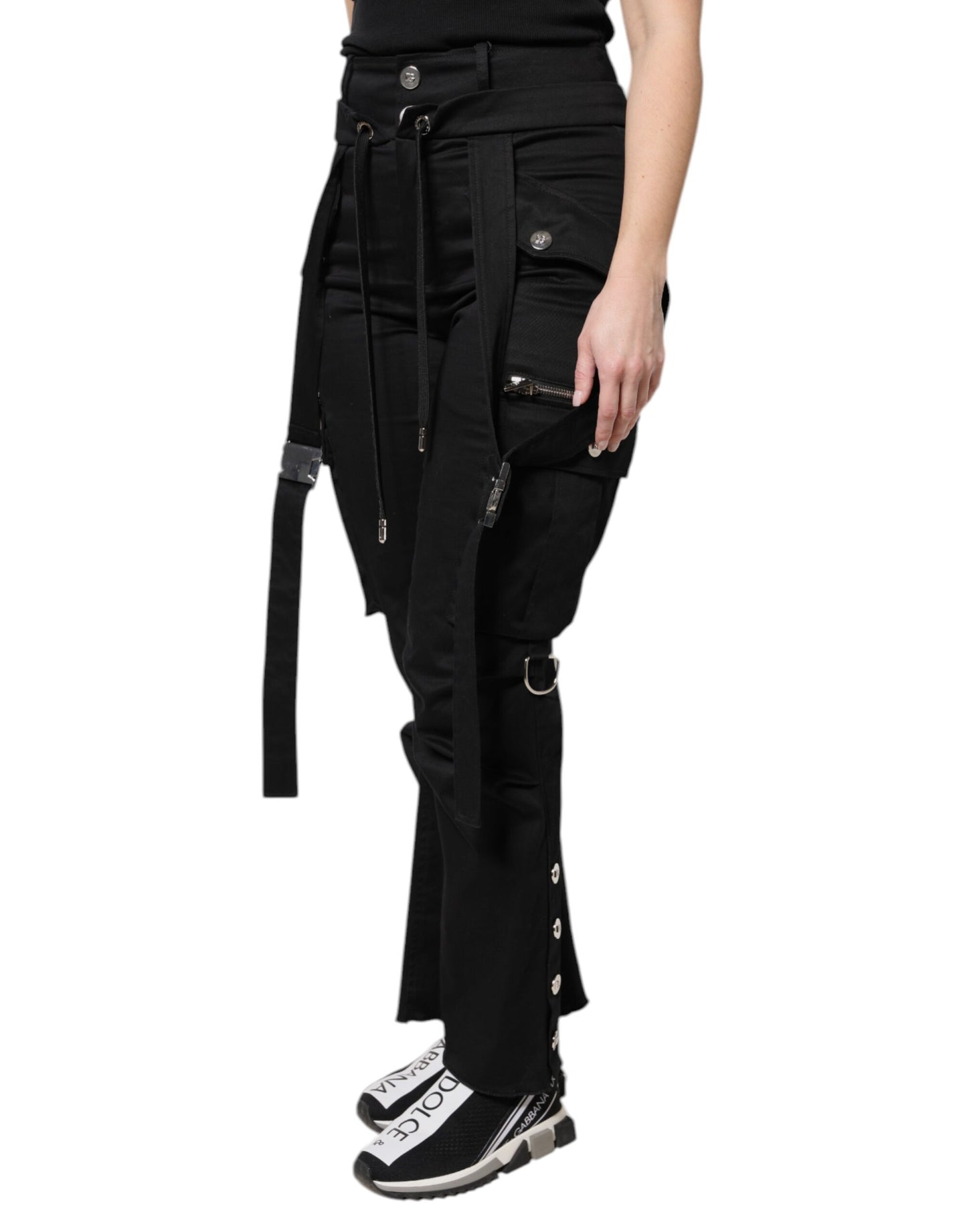 Dolce & Gabbana – Schwarze Cargohose aus Baumwolle mit hoher Taille
