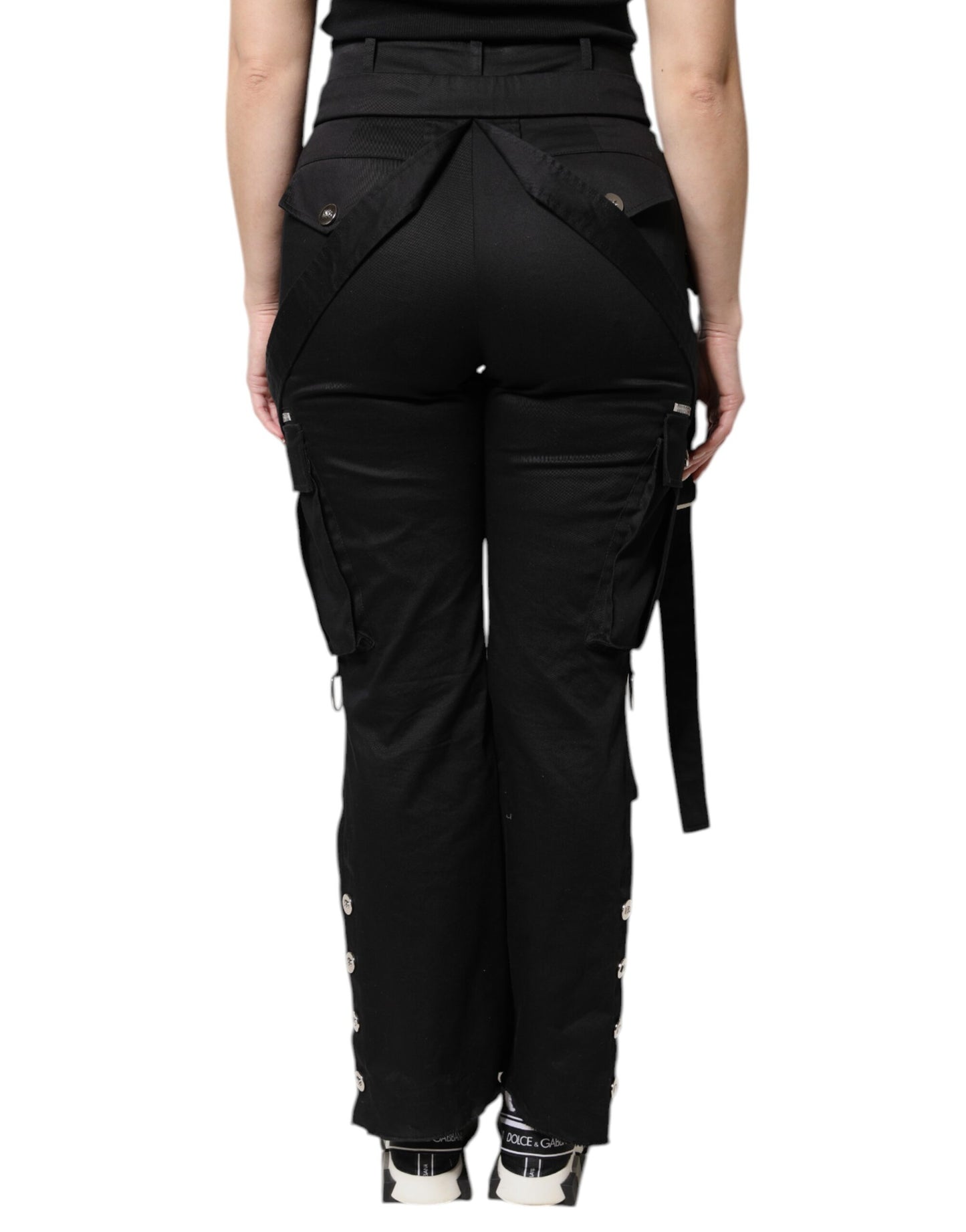 Dolce & Gabbana – Schwarze Cargohose aus Baumwolle mit hoher Taille