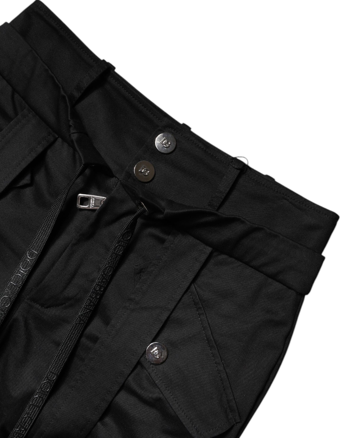 Dolce & Gabbana – Schwarze Cargohose aus Baumwolle mit hoher Taille
