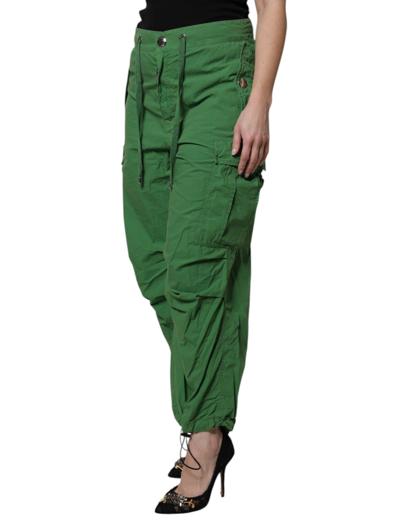 Pantalon cargo taille haute en coton vert Dolce & Gabbana