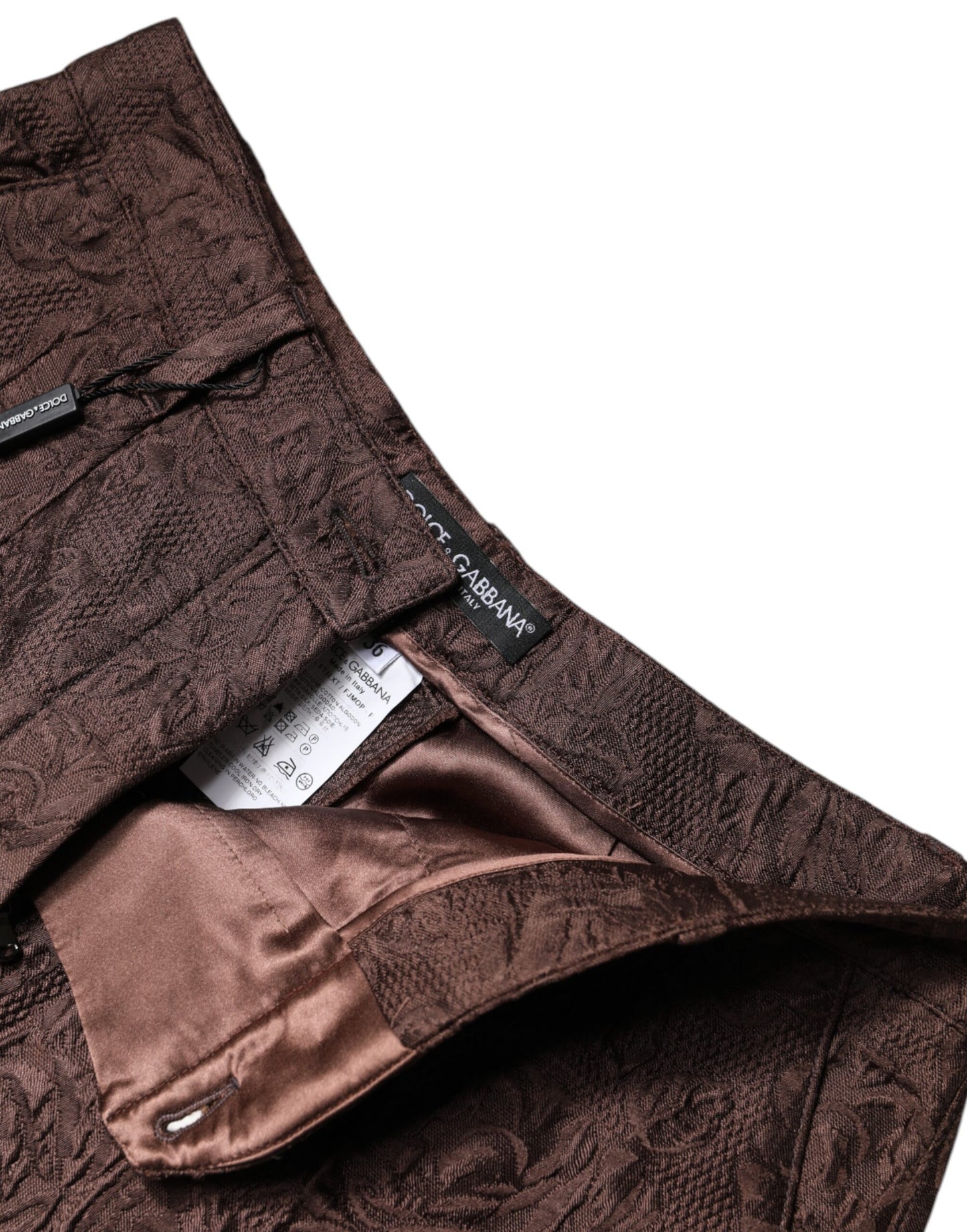 Mini-short taille moyenne en brocart floral marron Dolce & Gabbana