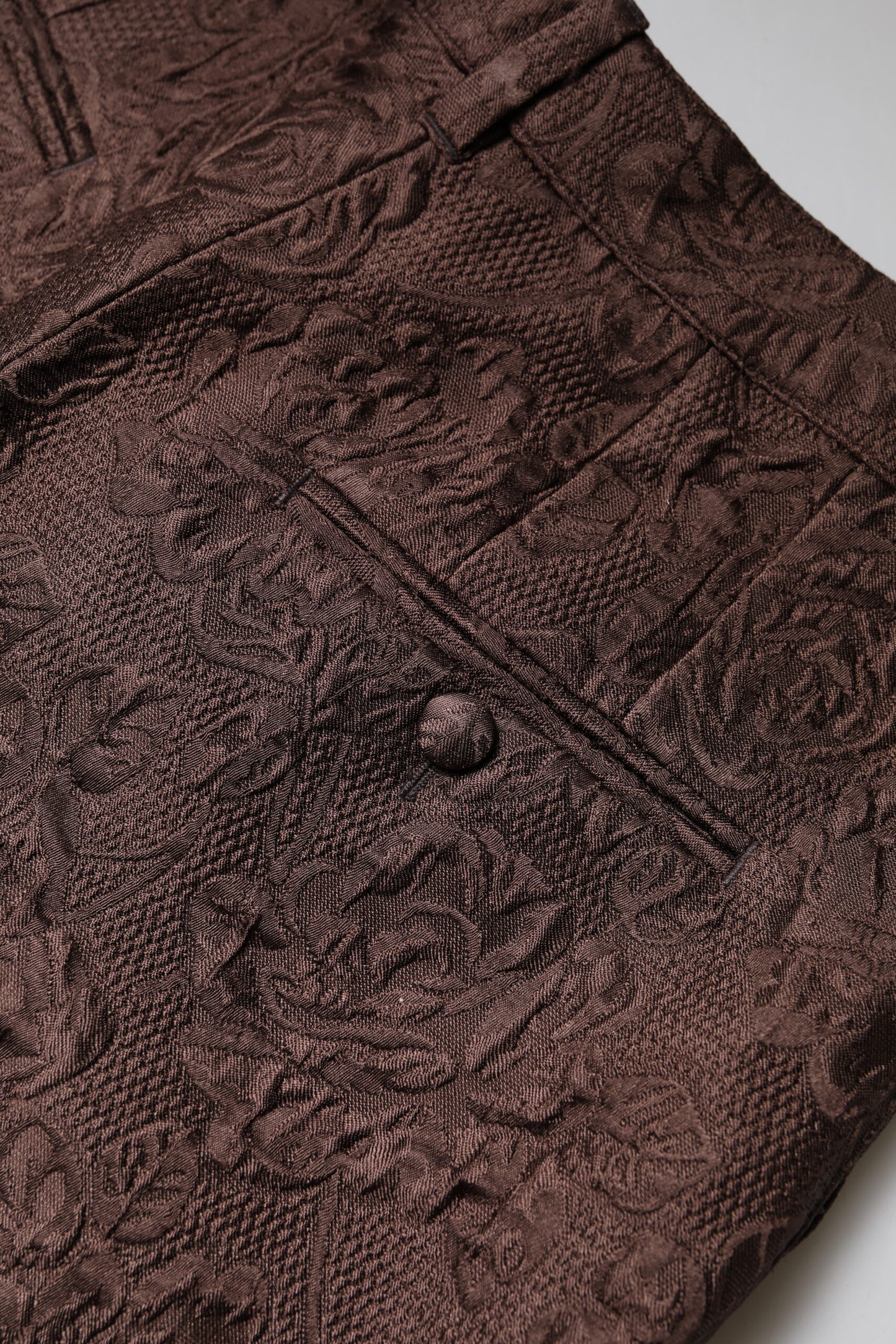 Mini-short taille moyenne en brocart floral marron Dolce & Gabbana