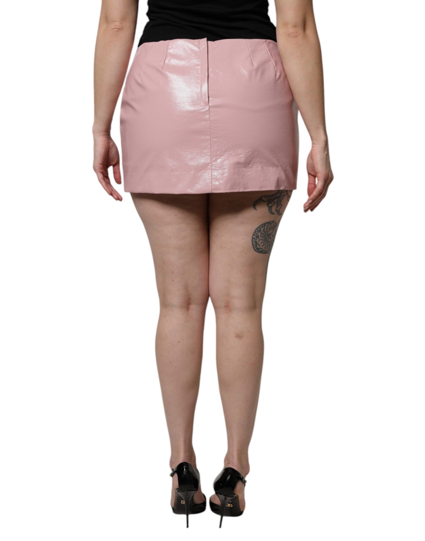 Mini-jupe taille haute en coton rose brillant Dolce & Gabbana