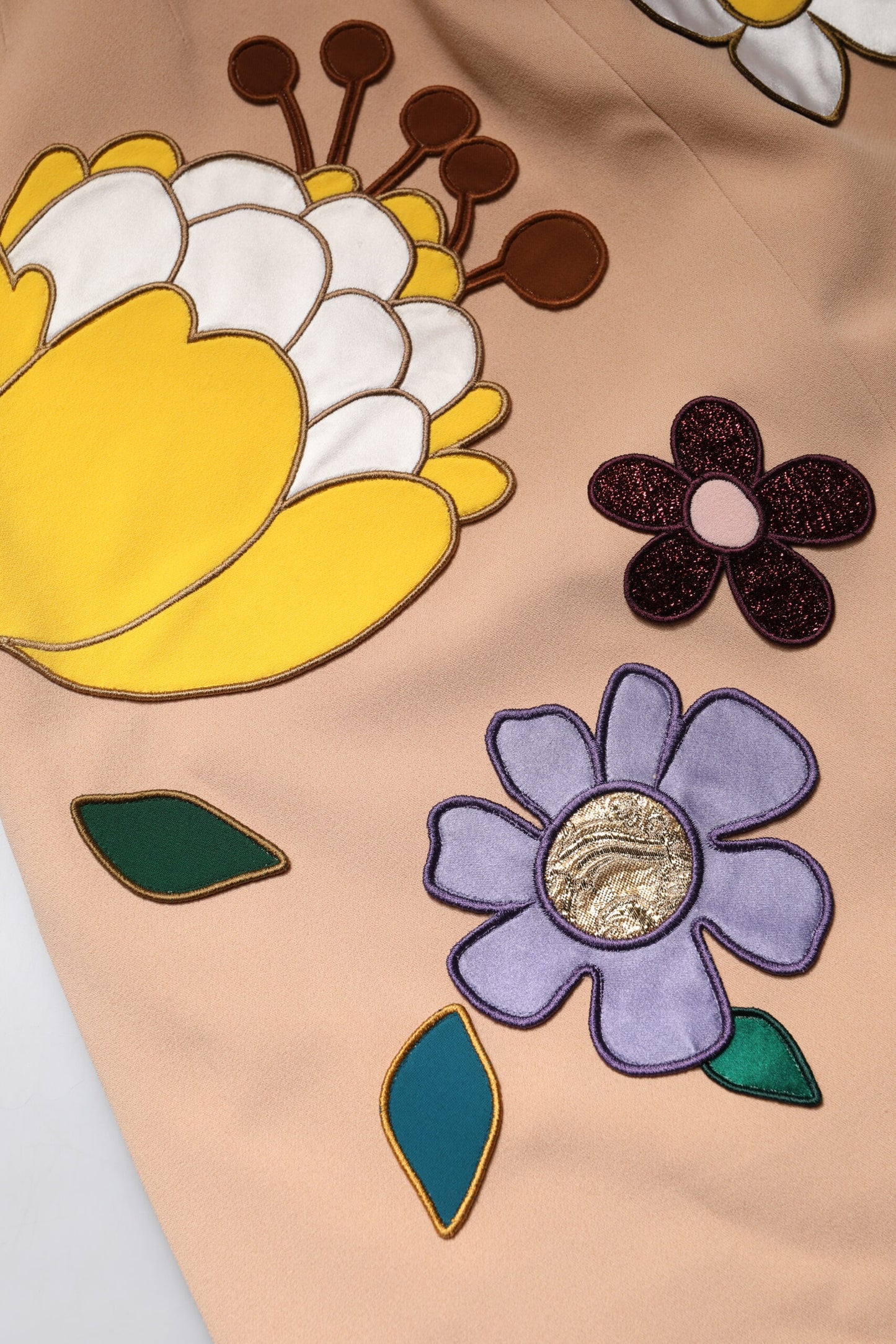 Jupe crayon taille haute à fleurs beige Dolce & Gabbana