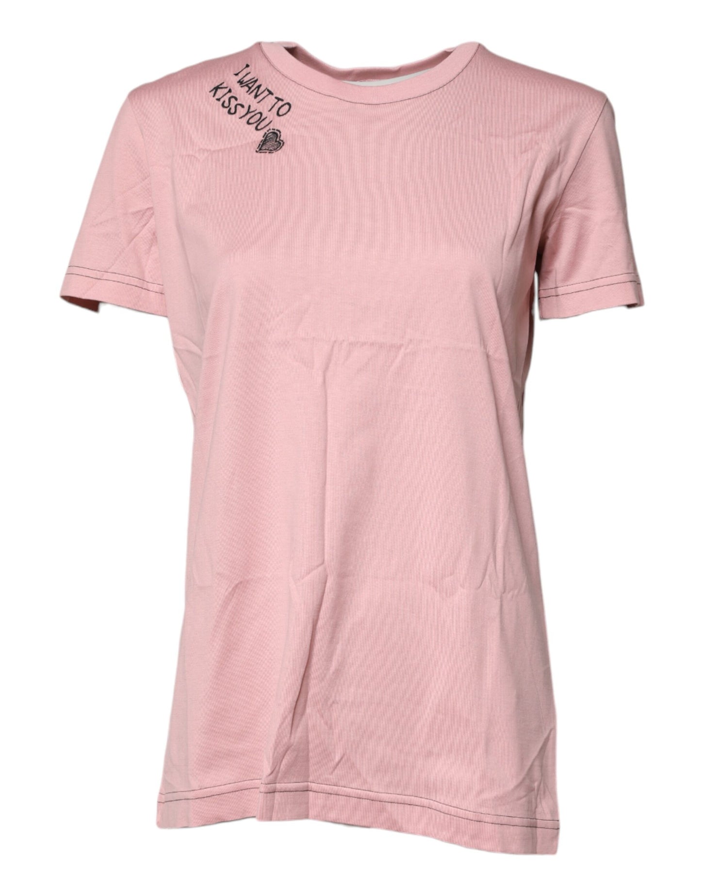 T-shirt ras du cou en coton rose avec logo Dolce & Gabbana