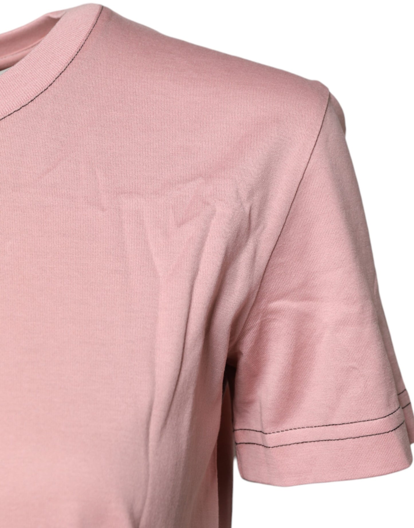 T-shirt ras du cou en coton rose avec logo Dolce & Gabbana