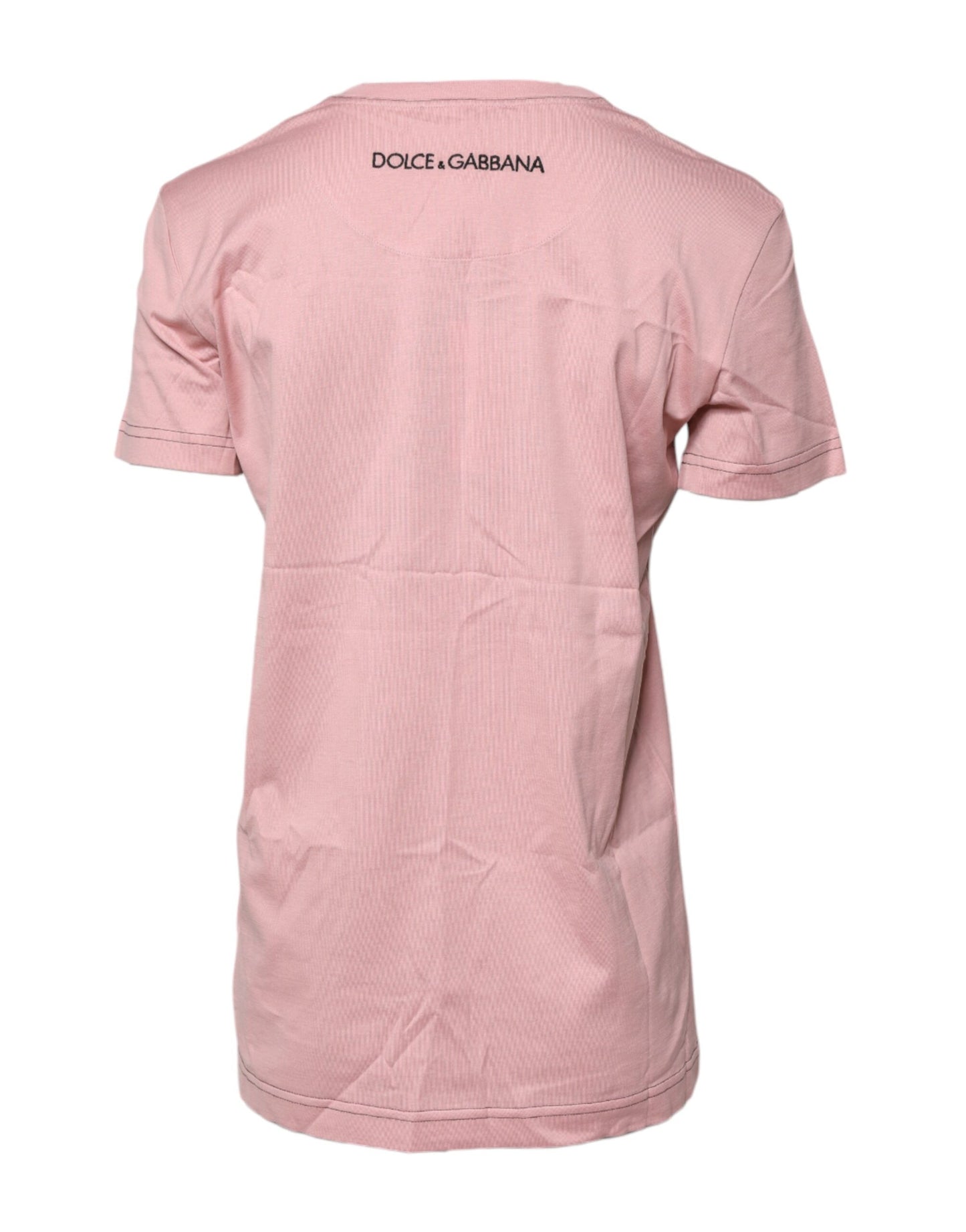 T-shirt ras du cou en coton rose avec logo Dolce & Gabbana