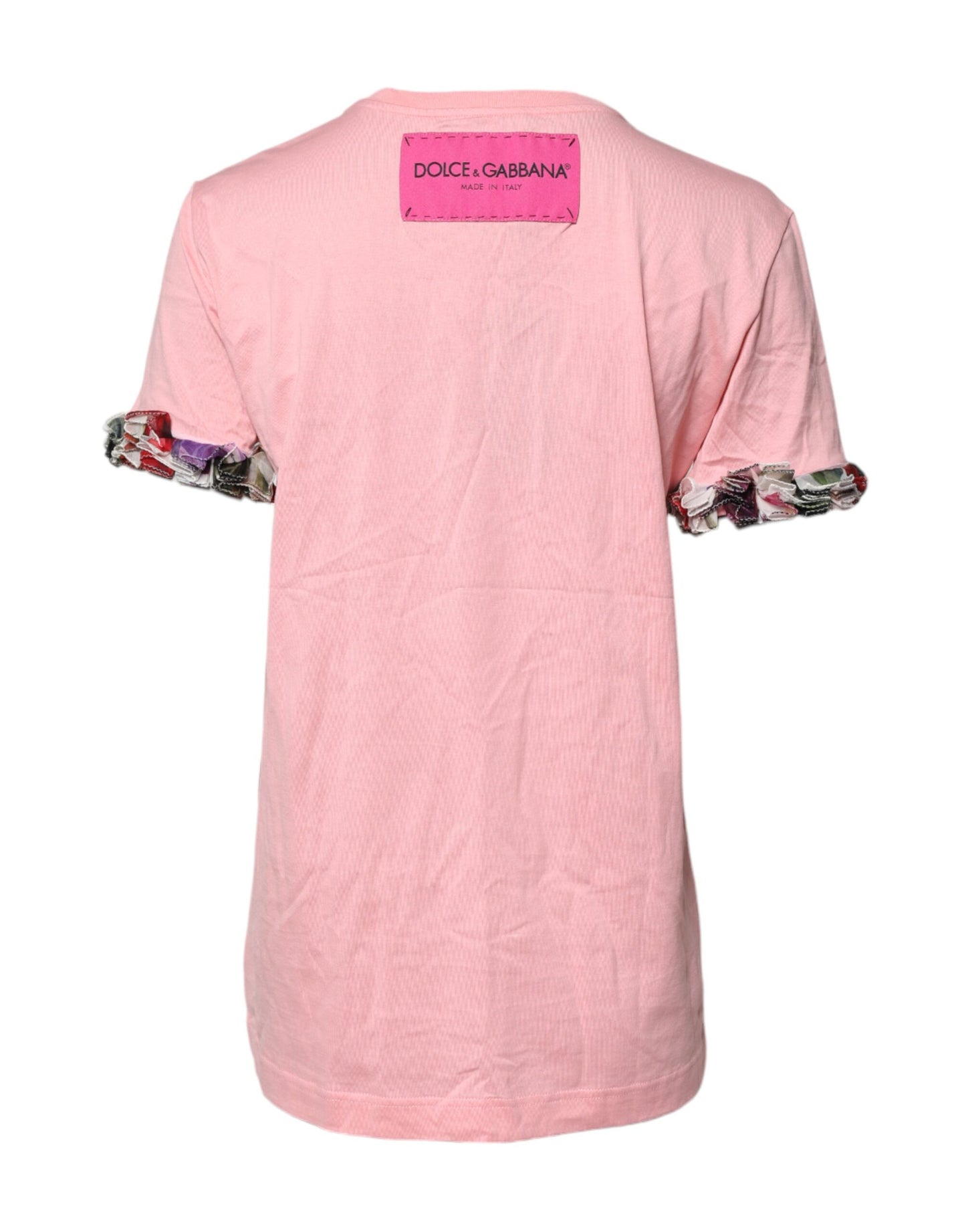 T-shirt ras du cou en coton rose avec logo Dolce & Gabbana