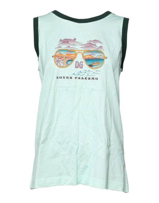 T-shirt sans manches à imprimé graphique vert clair Dolce & Gabbana