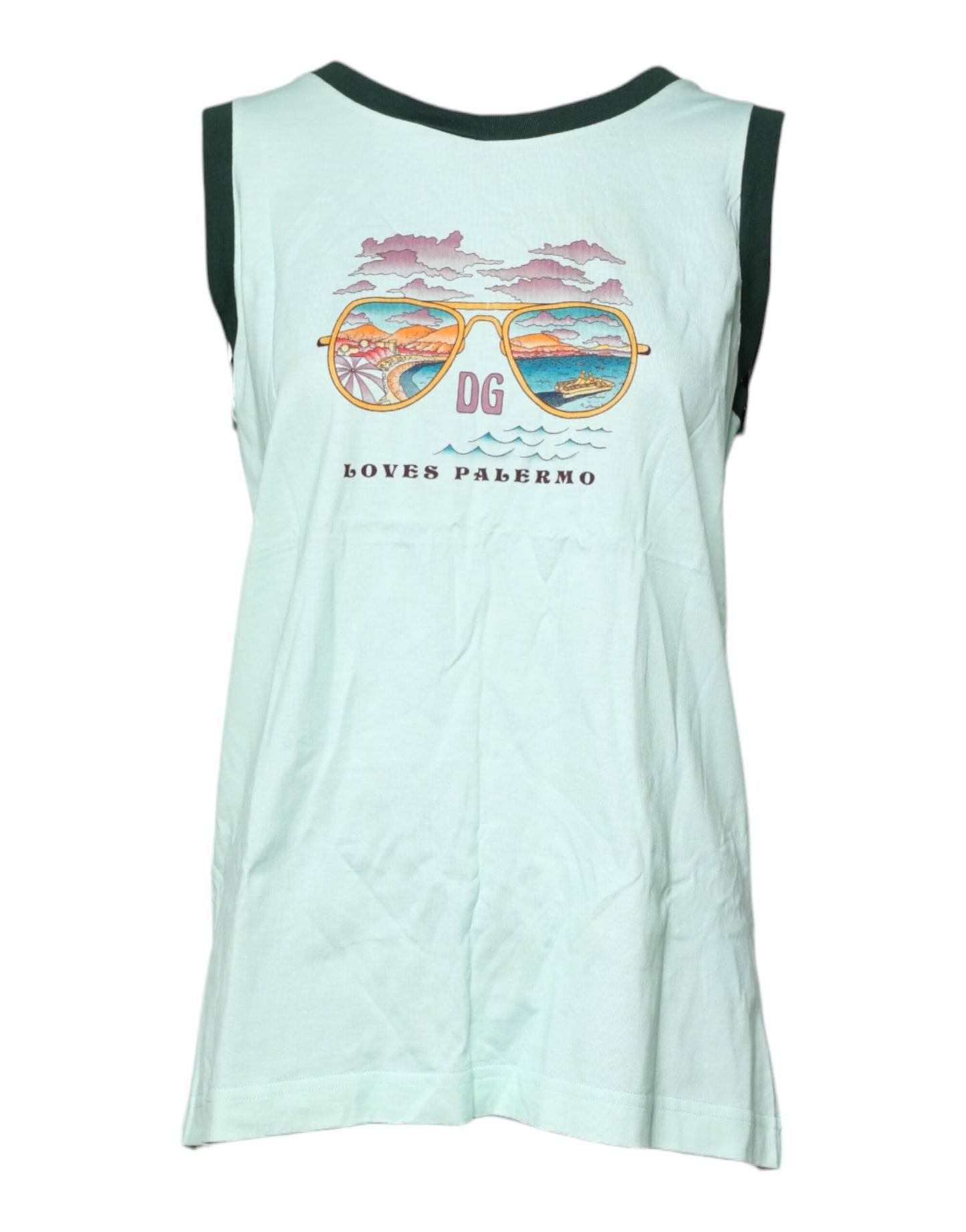 T-shirt sans manches à imprimé graphique vert clair Dolce & Gabbana