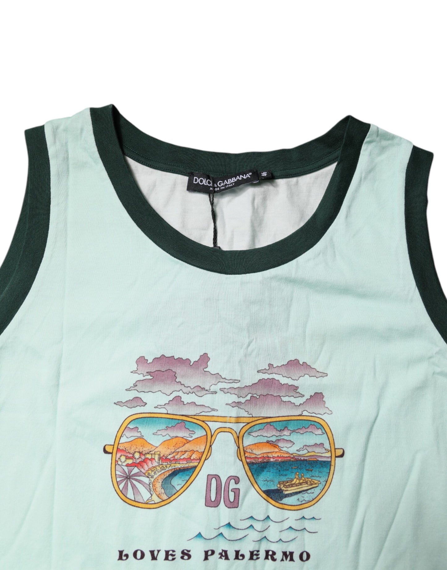 T-shirt sans manches à imprimé graphique vert clair Dolce & Gabbana