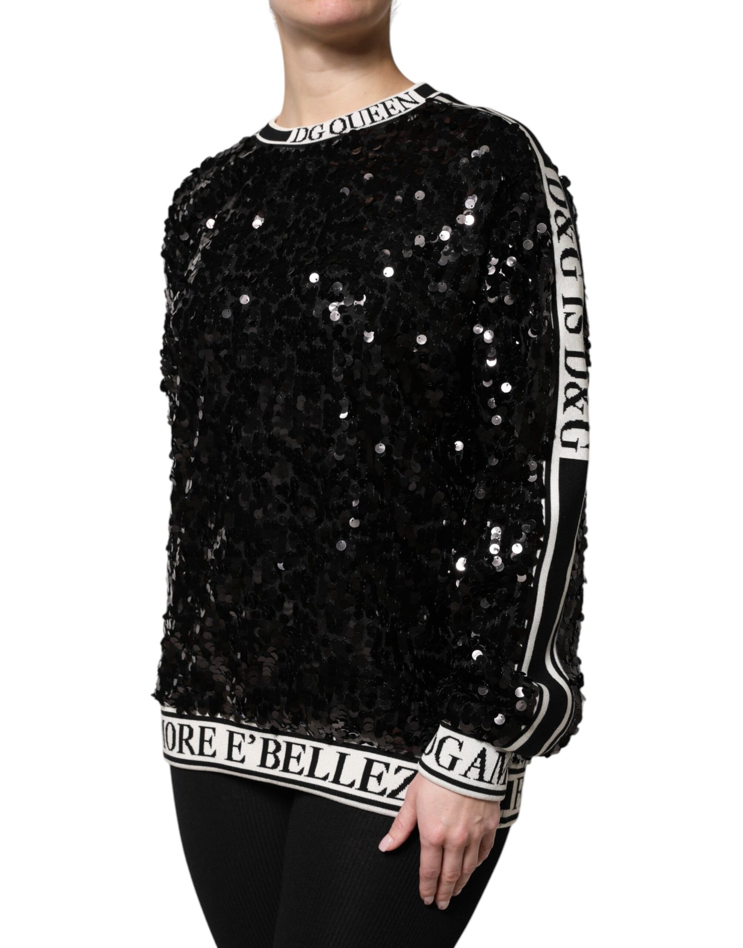 Pull à sequins noir Dolce & Gabbana DG Queen