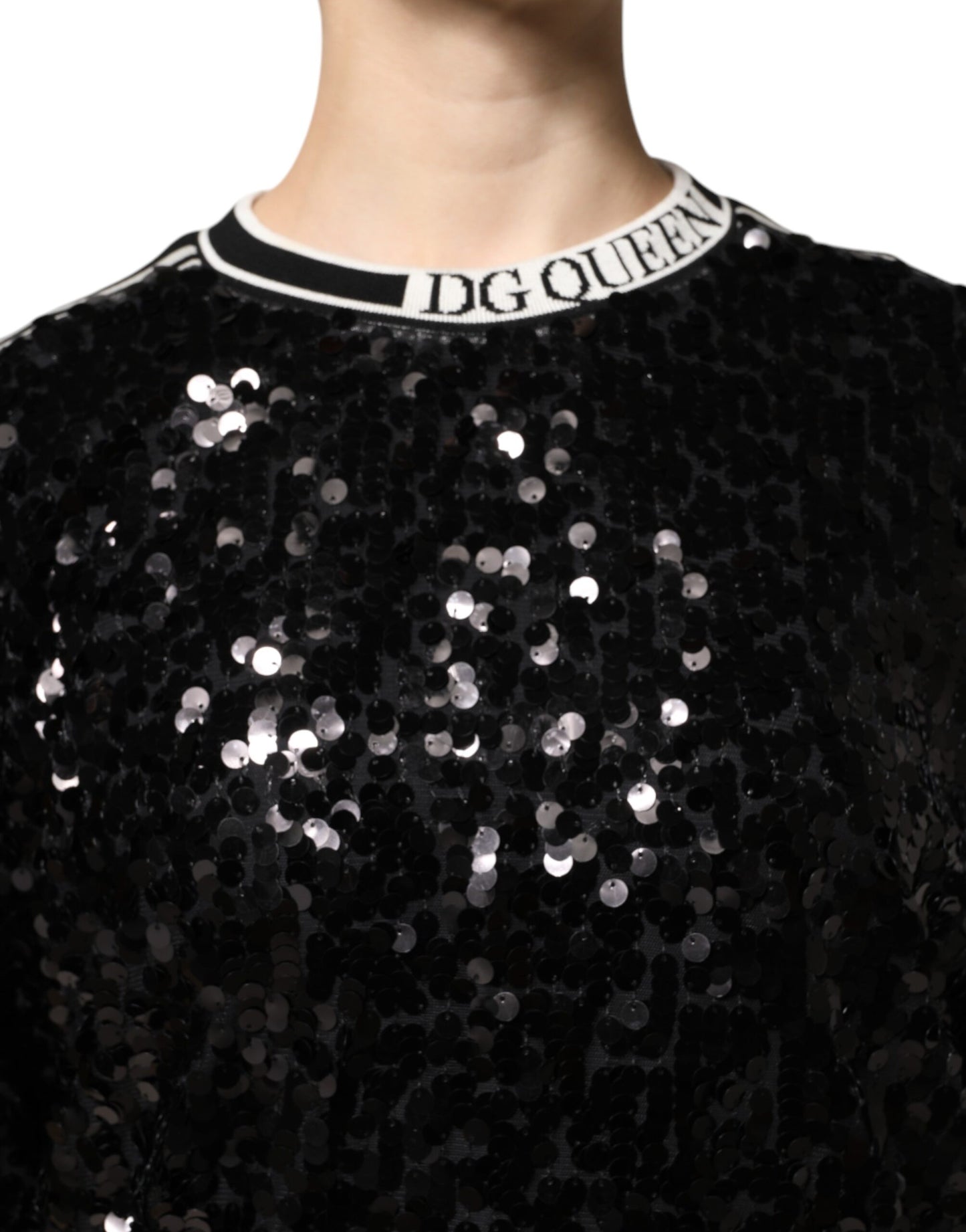 Pull à sequins noir Dolce & Gabbana DG Queen