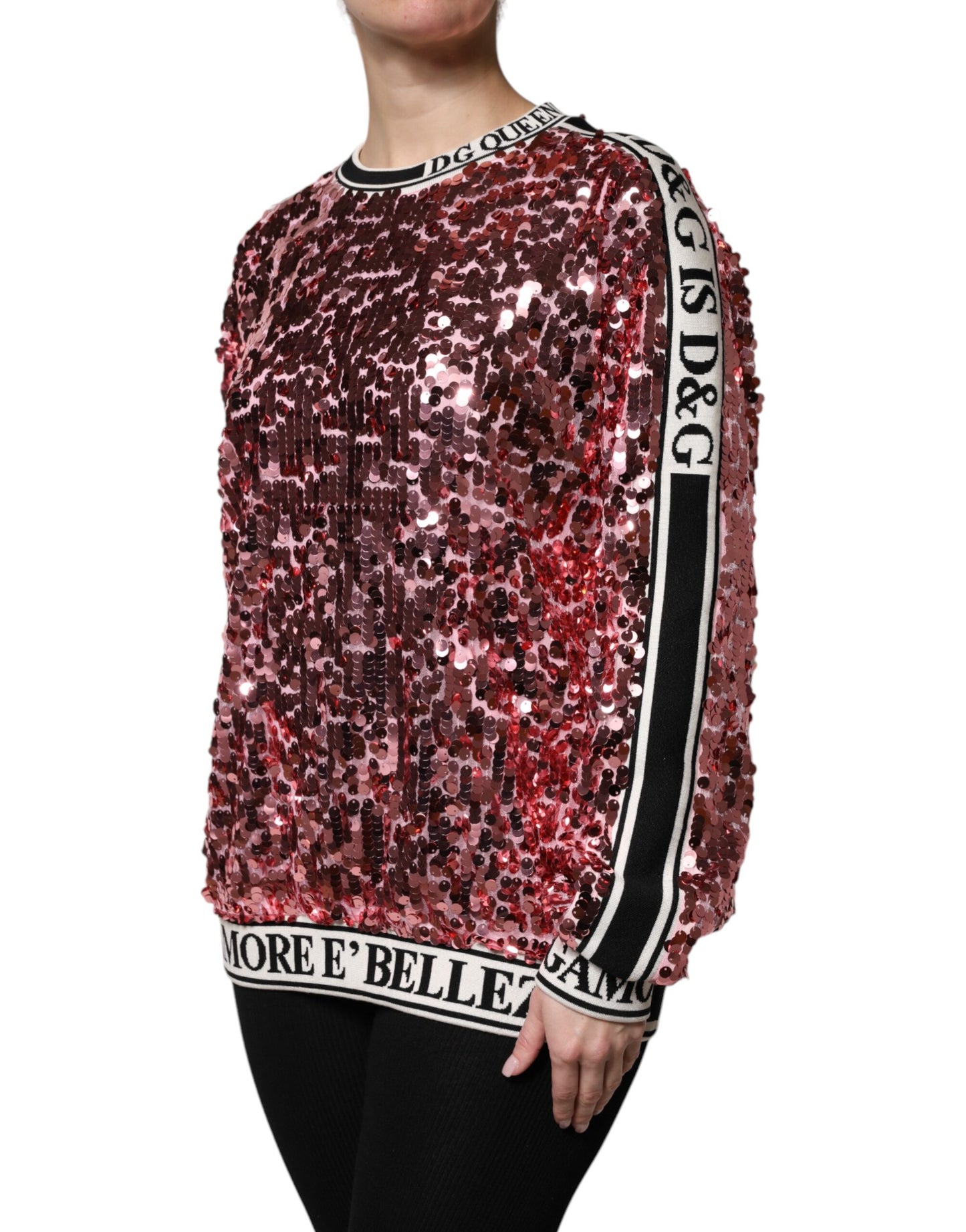 Pull à sequins rose Dolce & Gabbana DG Queen