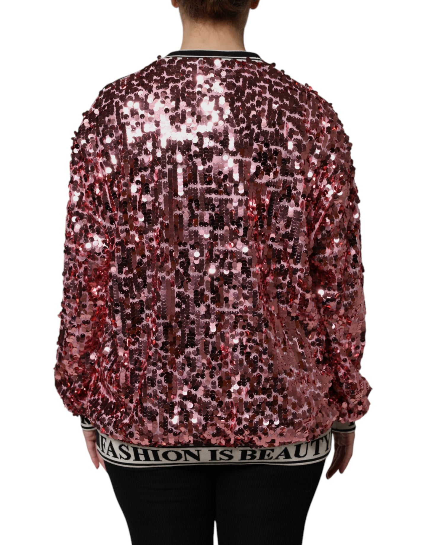 Pull à sequins rose Dolce & Gabbana DG Queen