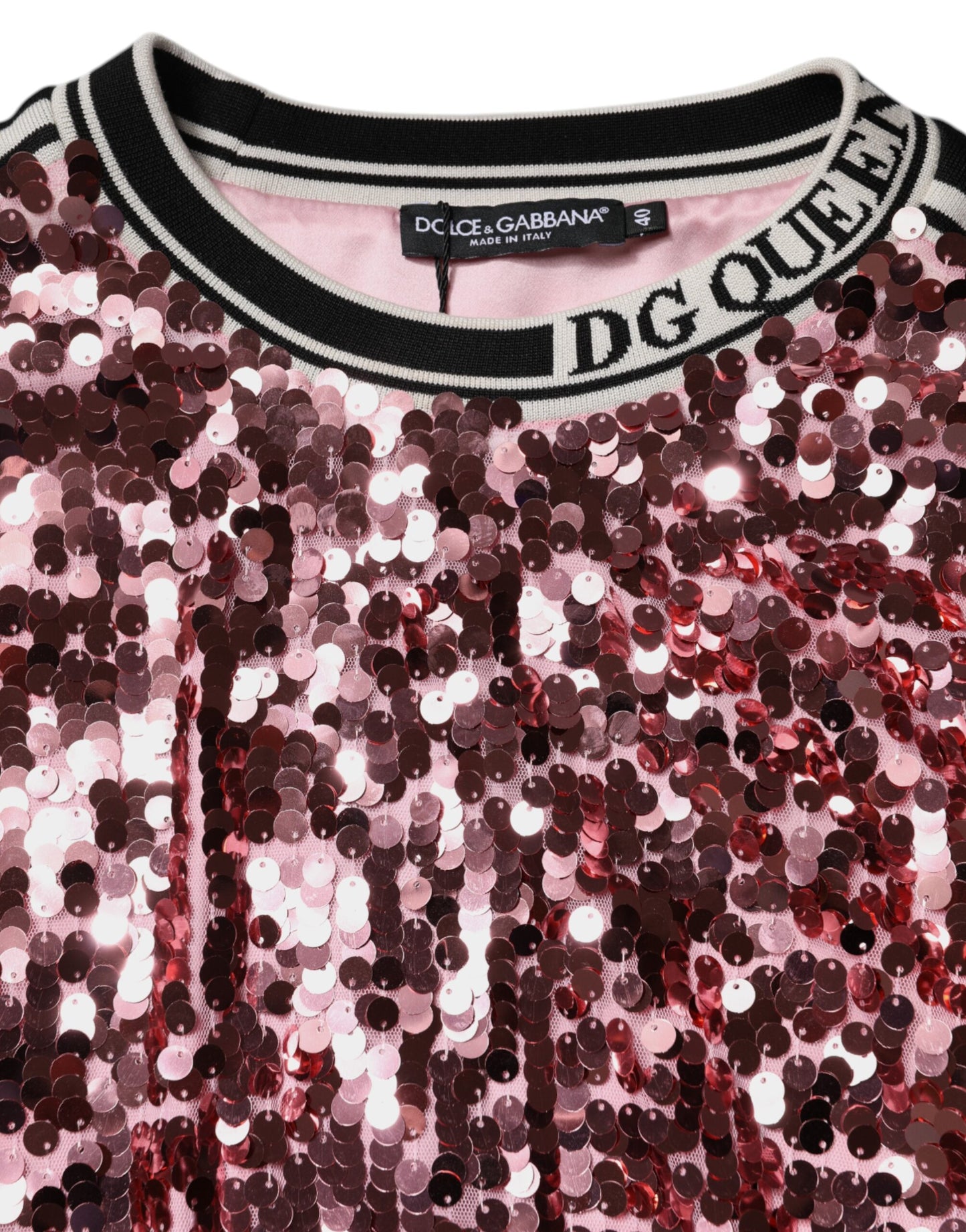 Pull à sequins rose Dolce & Gabbana DG Queen