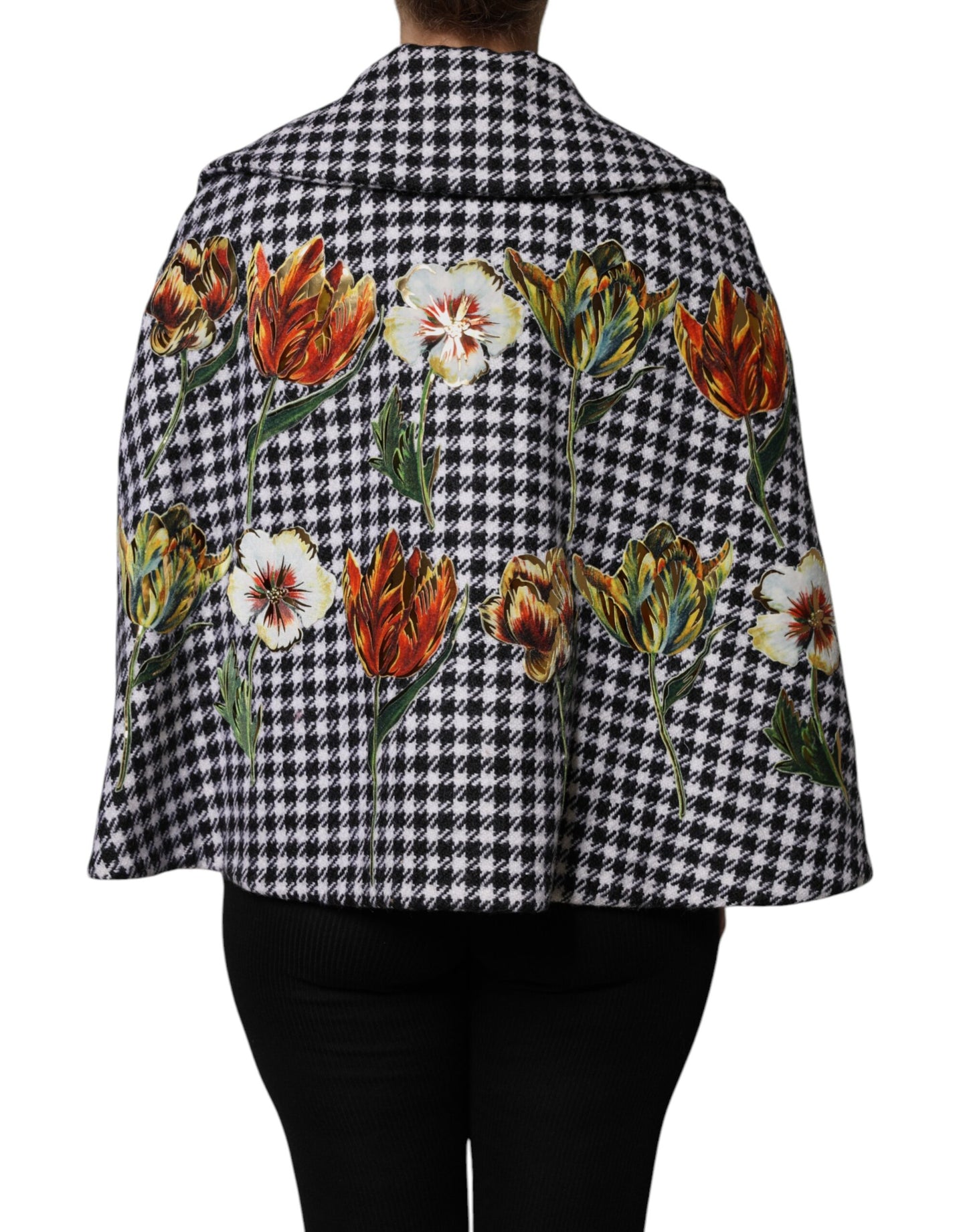 Veste cape à motifs floraux monochromes noir et blanc Dolce & Gabbana