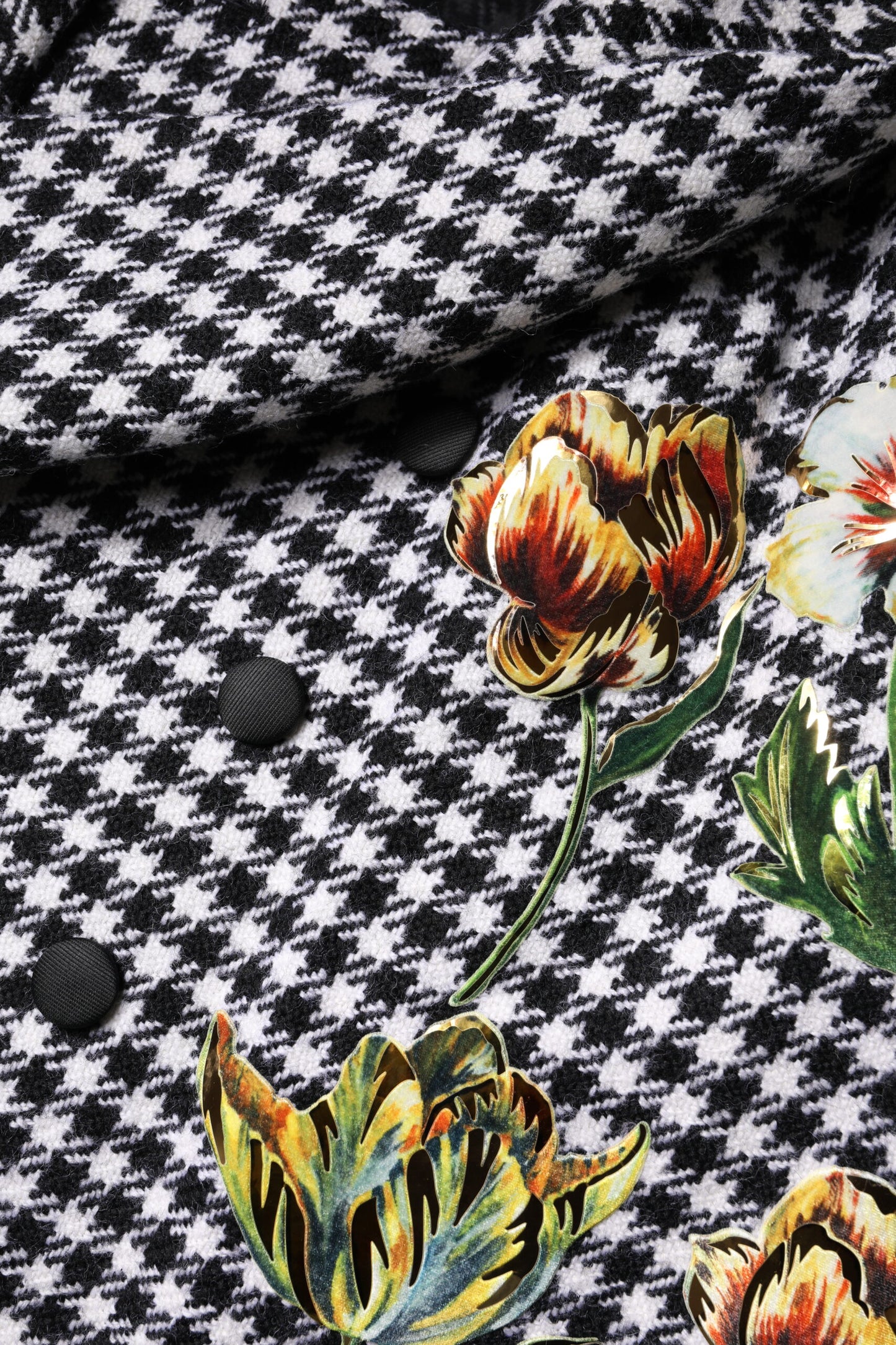 Veste cape à motifs floraux monochromes noir et blanc Dolce & Gabbana