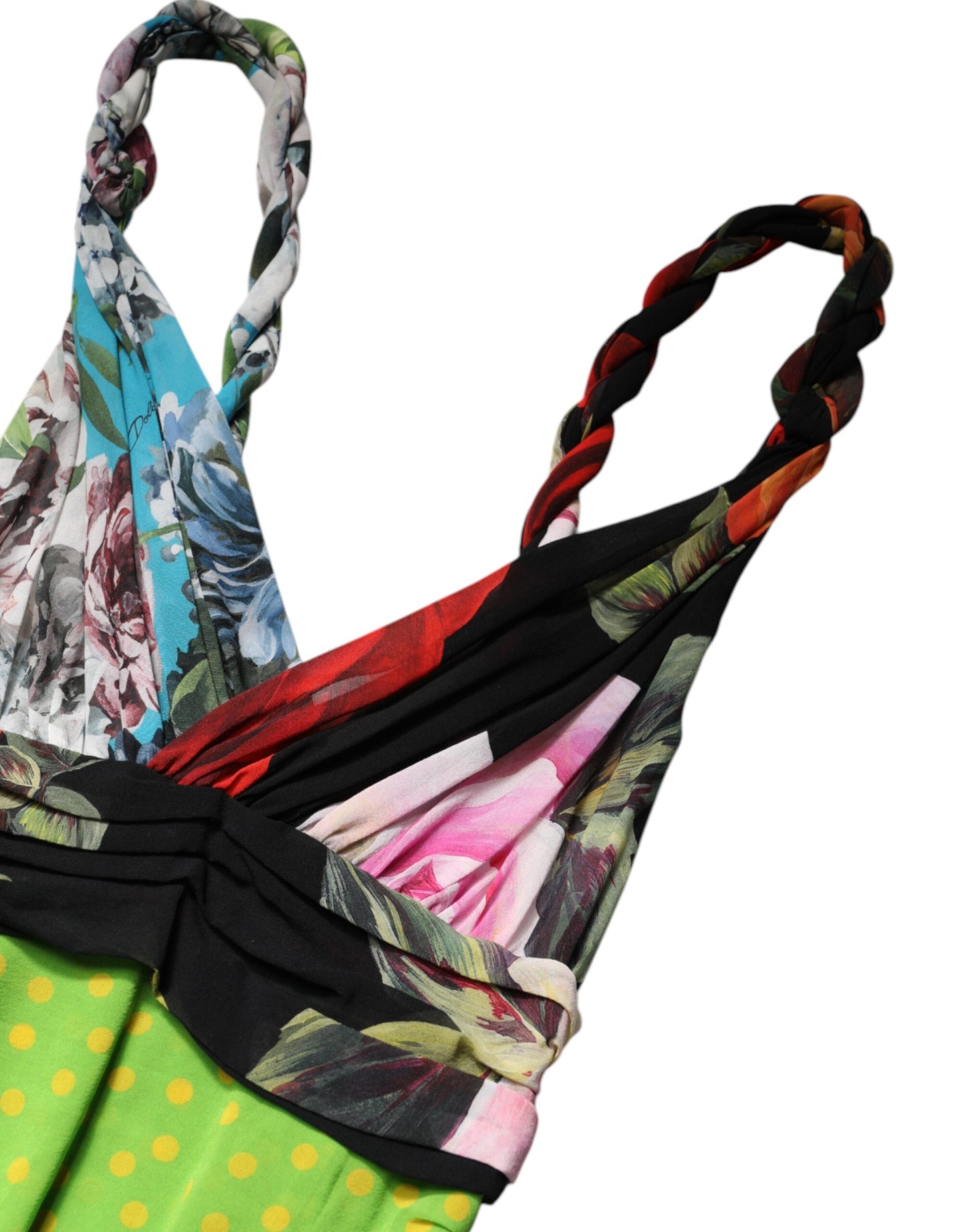 Mini-robe ajustée à patchwork floral multicolore Dolce & Gabbana