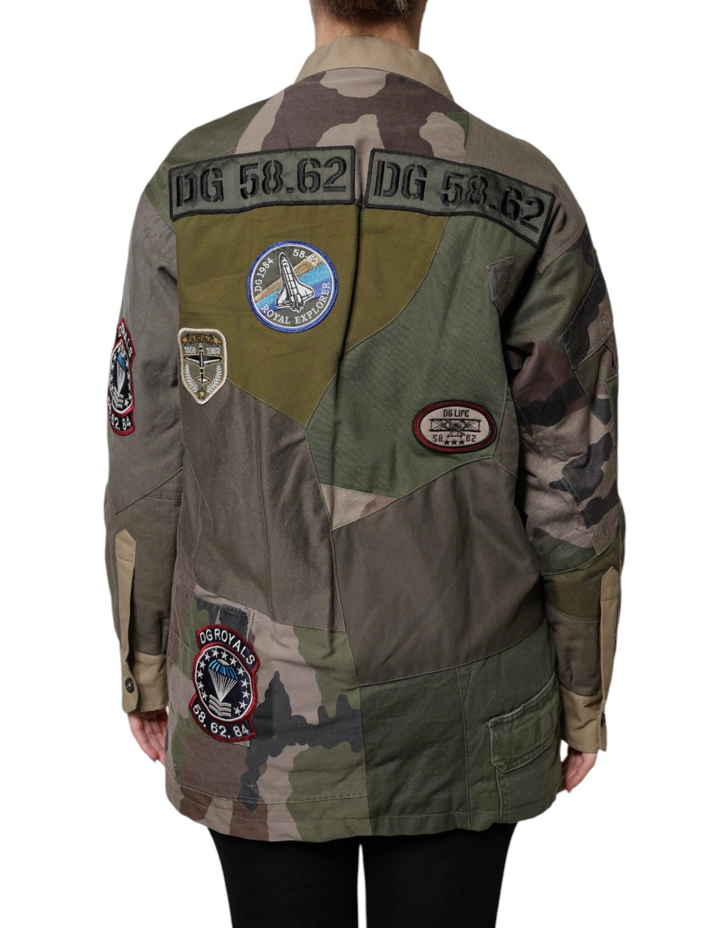 Veste boutonnée en coton vert militaire Dolce & Gabbana