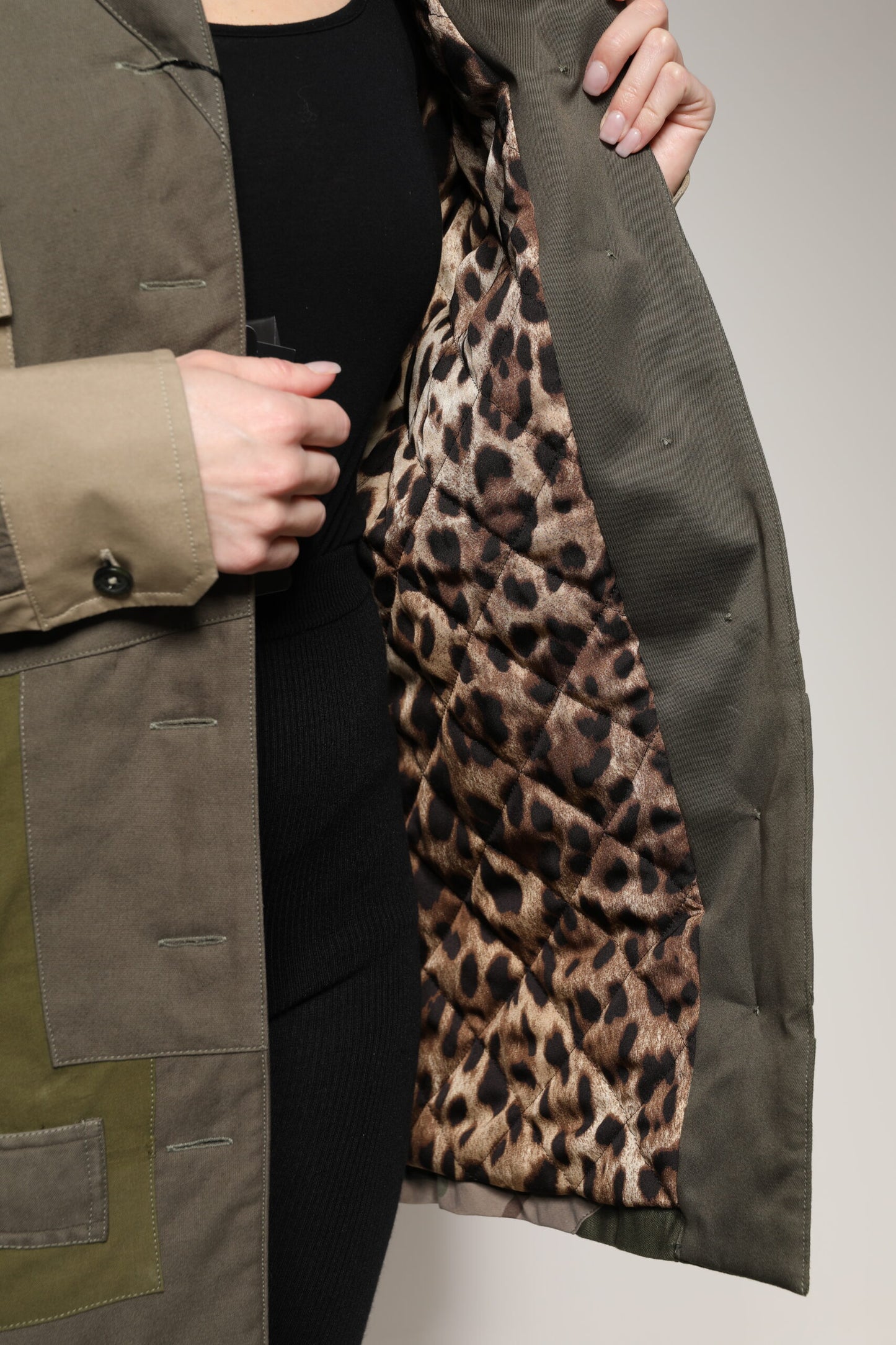Veste boutonnée en coton vert militaire Dolce & Gabbana