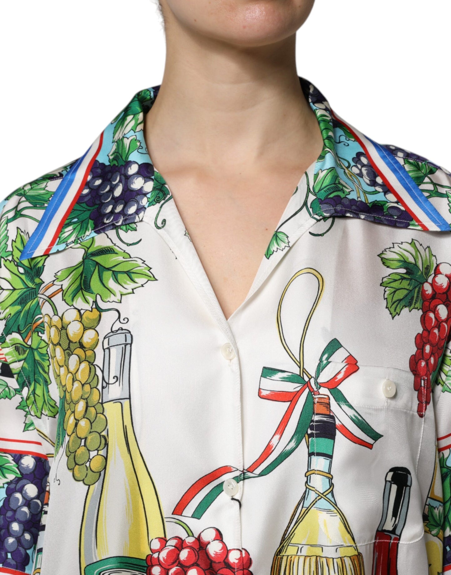 Dolce & Gabbana Haut-chemise en soie multicolore à manches courtes